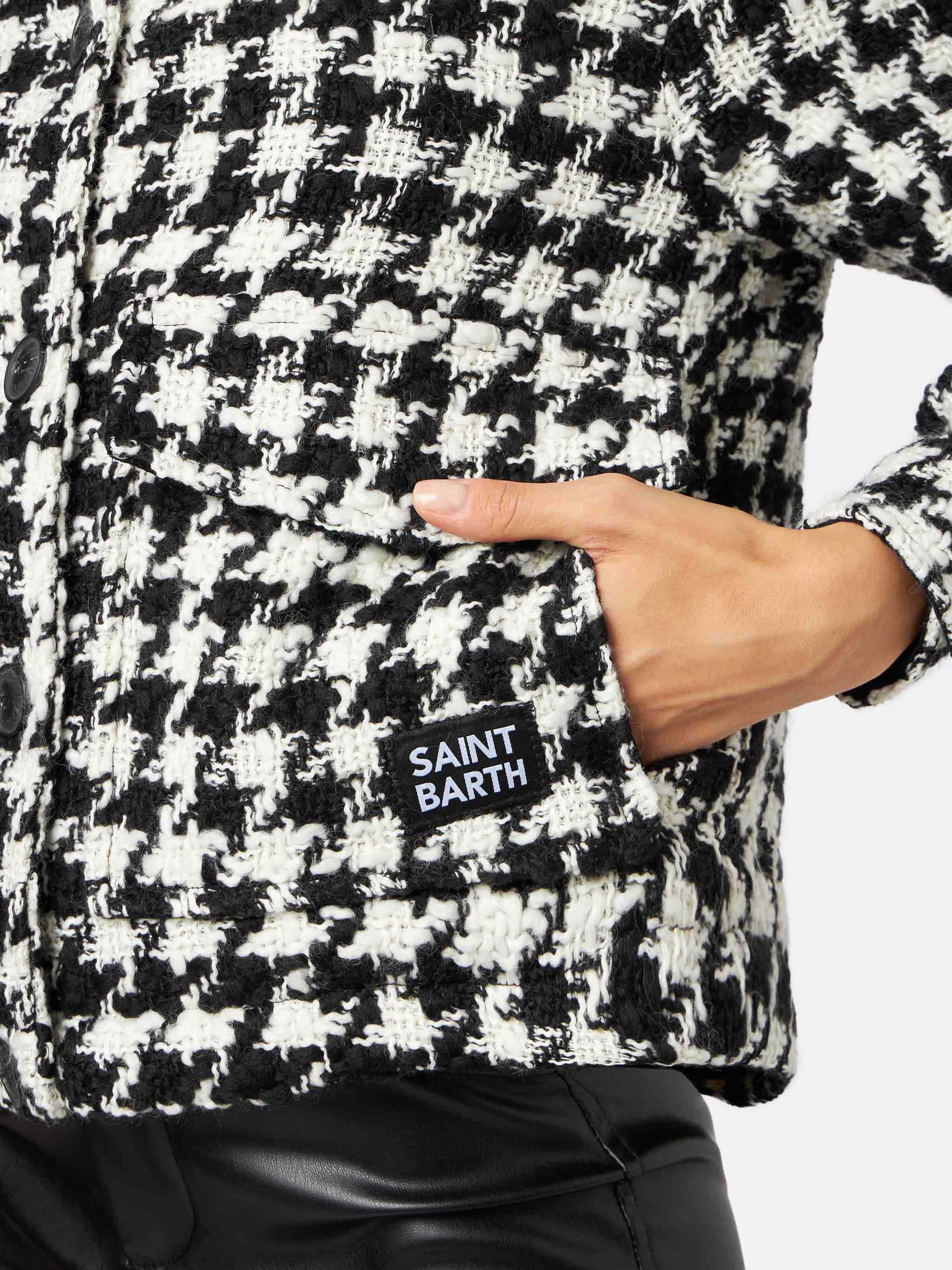 Overshirt Bonnibell crop con fantasia pied de poule - Image 4