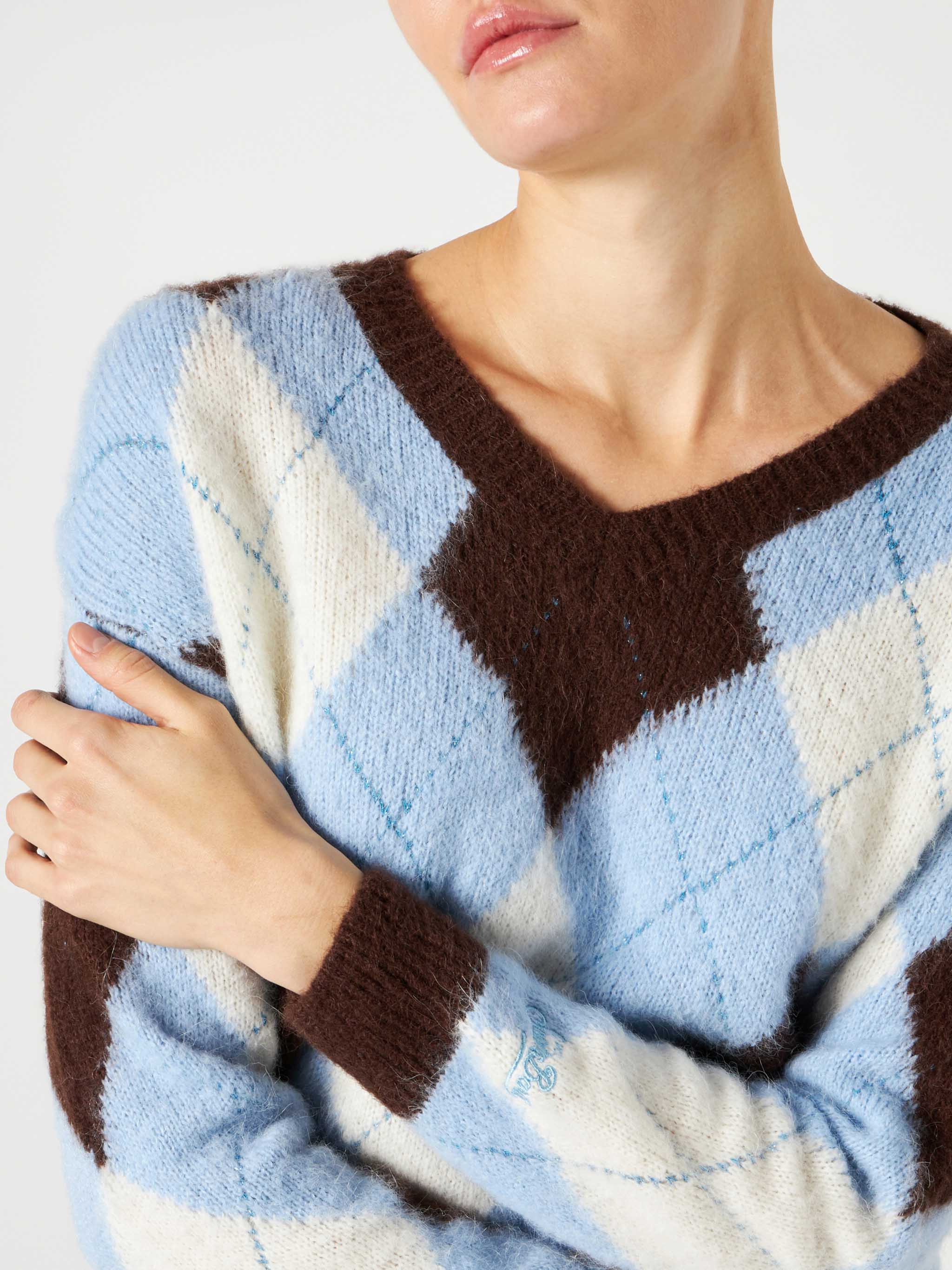 Maglione Annecy Soft crop con fantasia rombi - Image 3