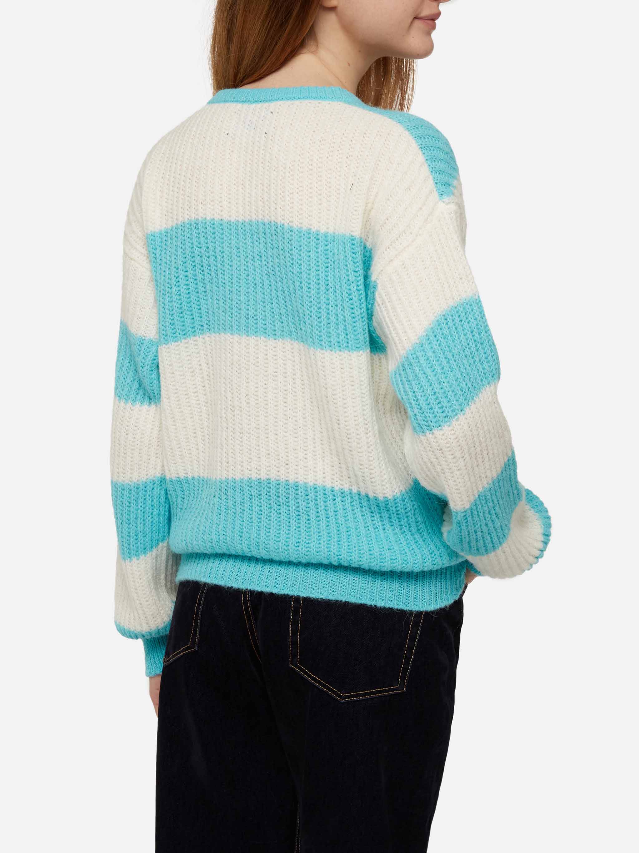 Maglione Annecy Soft crop con fantasia a rombi e scollo a V - Image 3