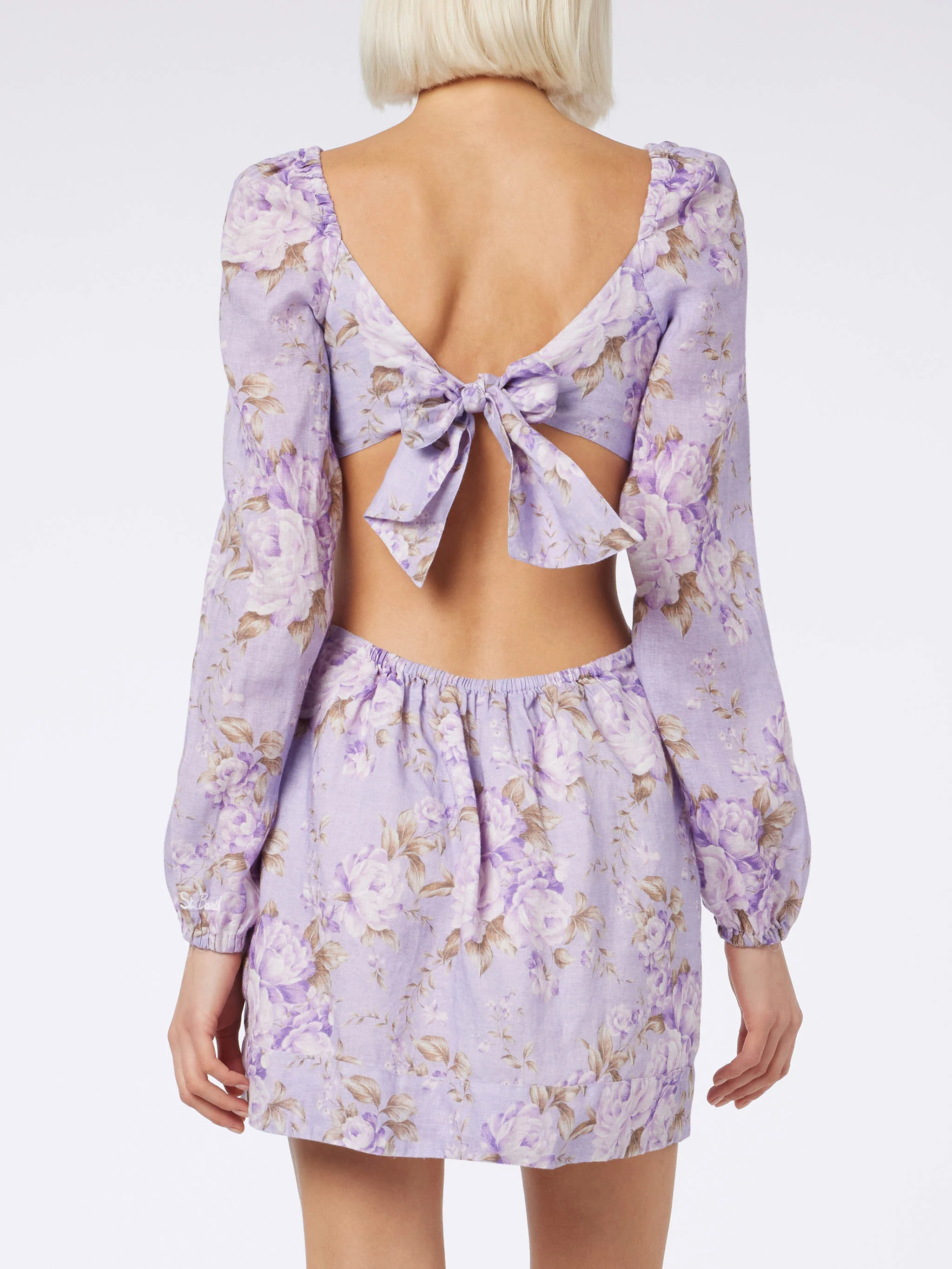 Abito Jara cut out in lino con stampa paisley - Image 2