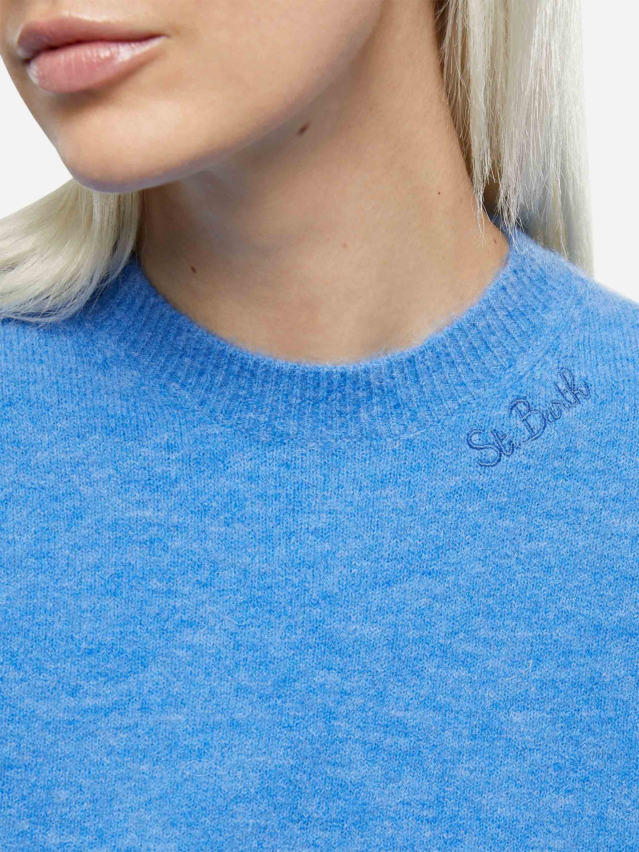 Maglia Sorbonne dusty blue in filato elasticizzato - Image 2