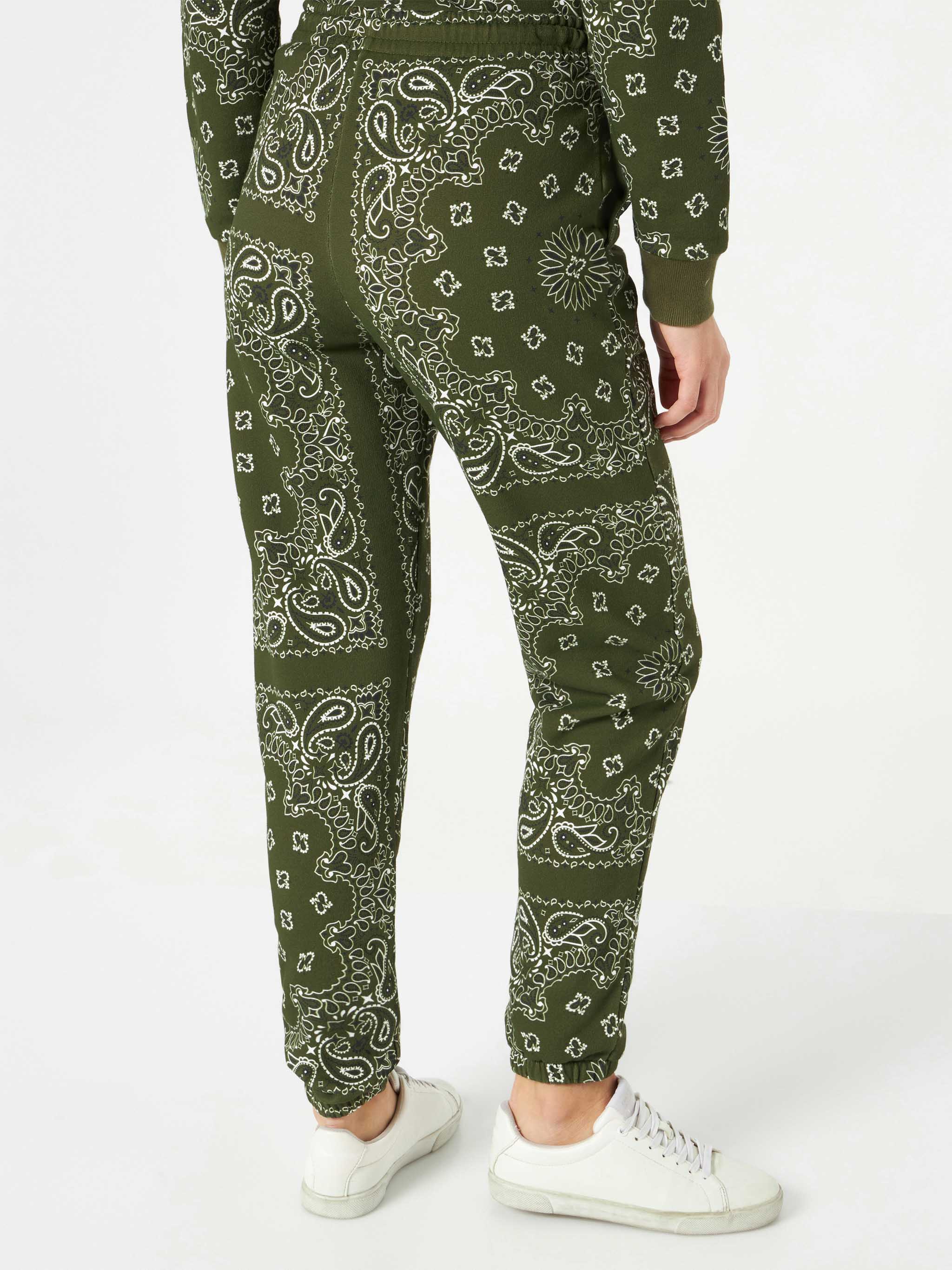 Pantalone da donna in felpa con stampa bandana verde - Image 4