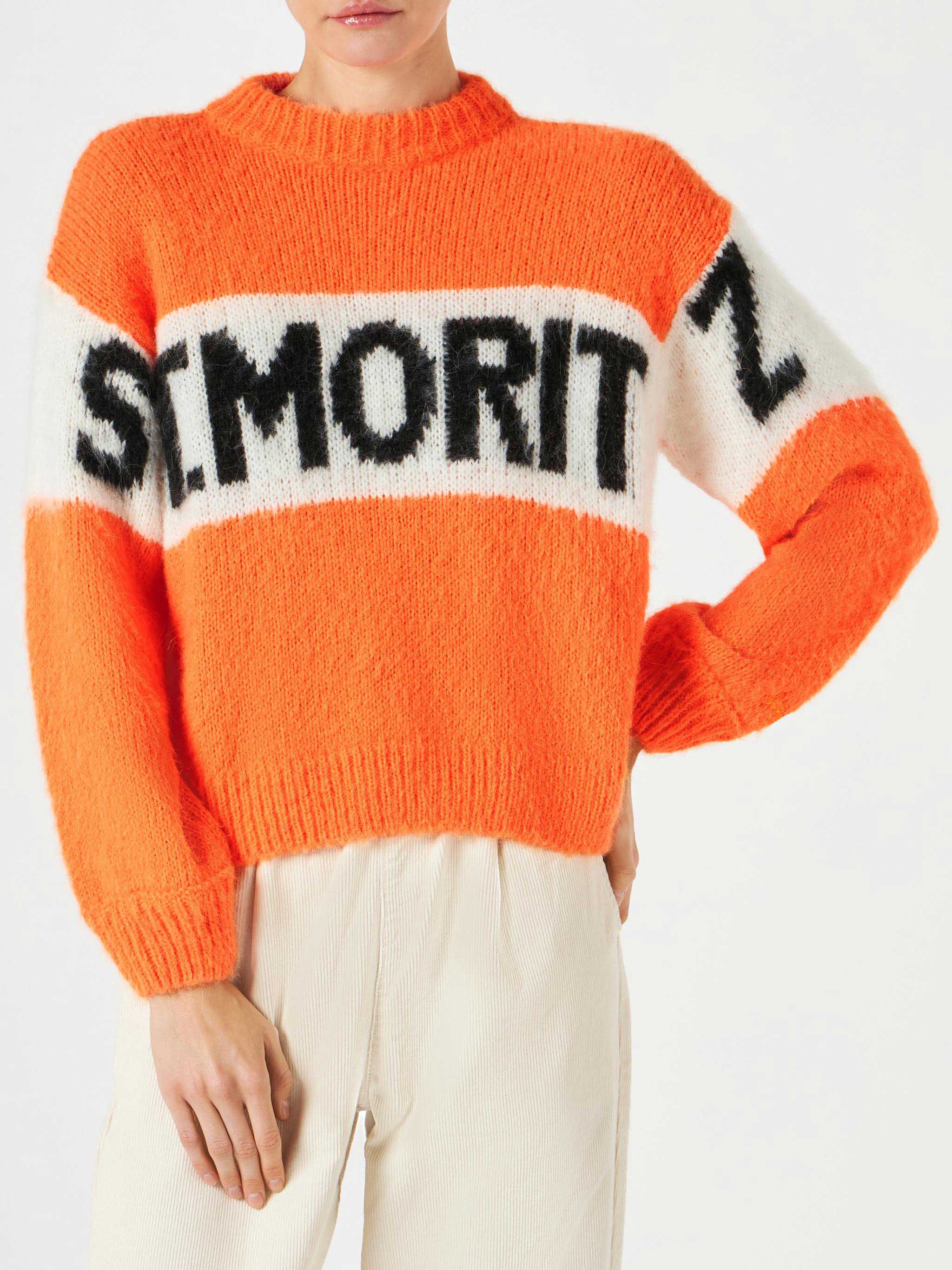 Maglia Danya Soft con ricamo St. Moritz arancione fluo