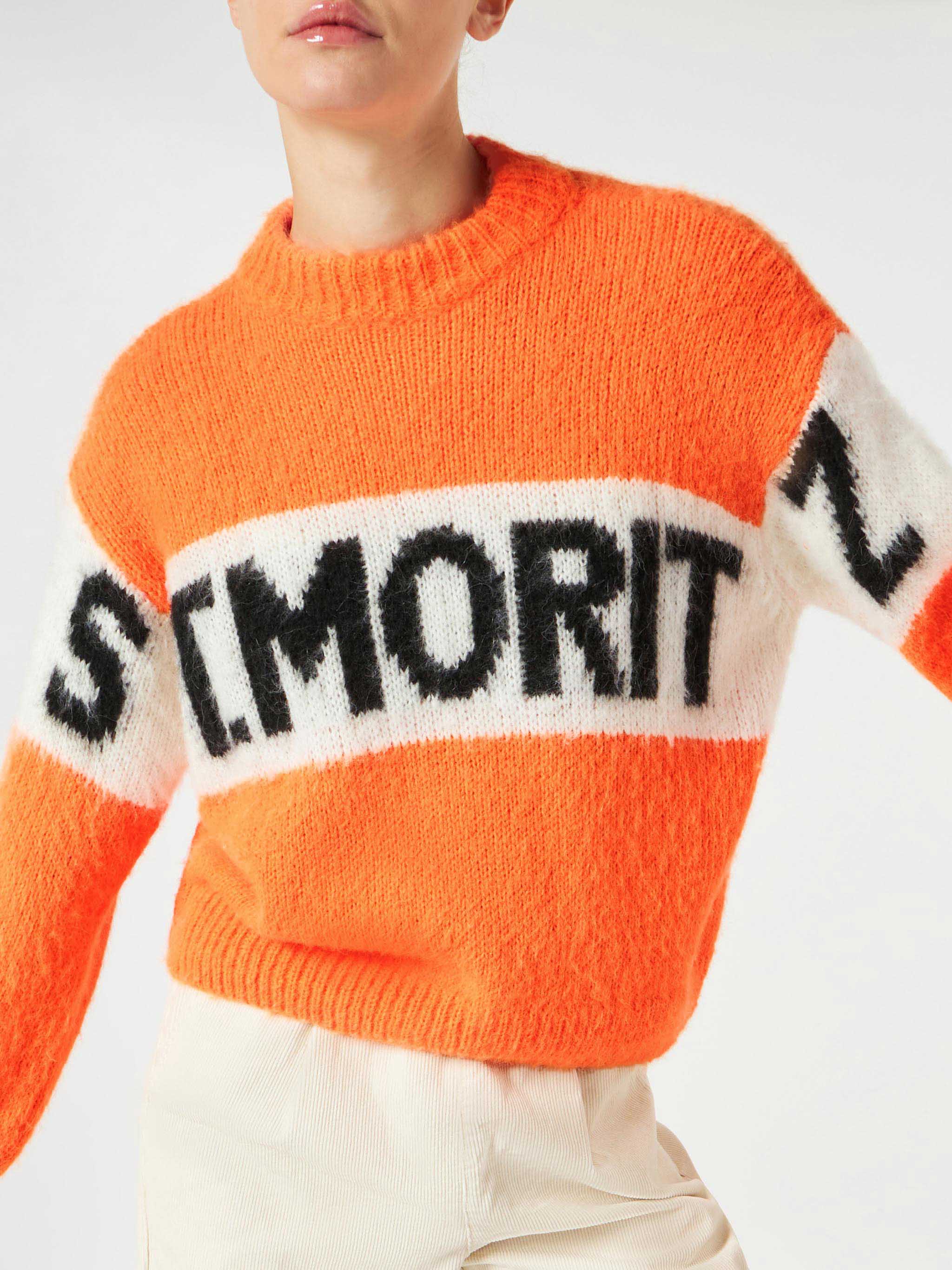 Maglia Danya Soft con ricamo St. Moritz arancione fluo - Image 2