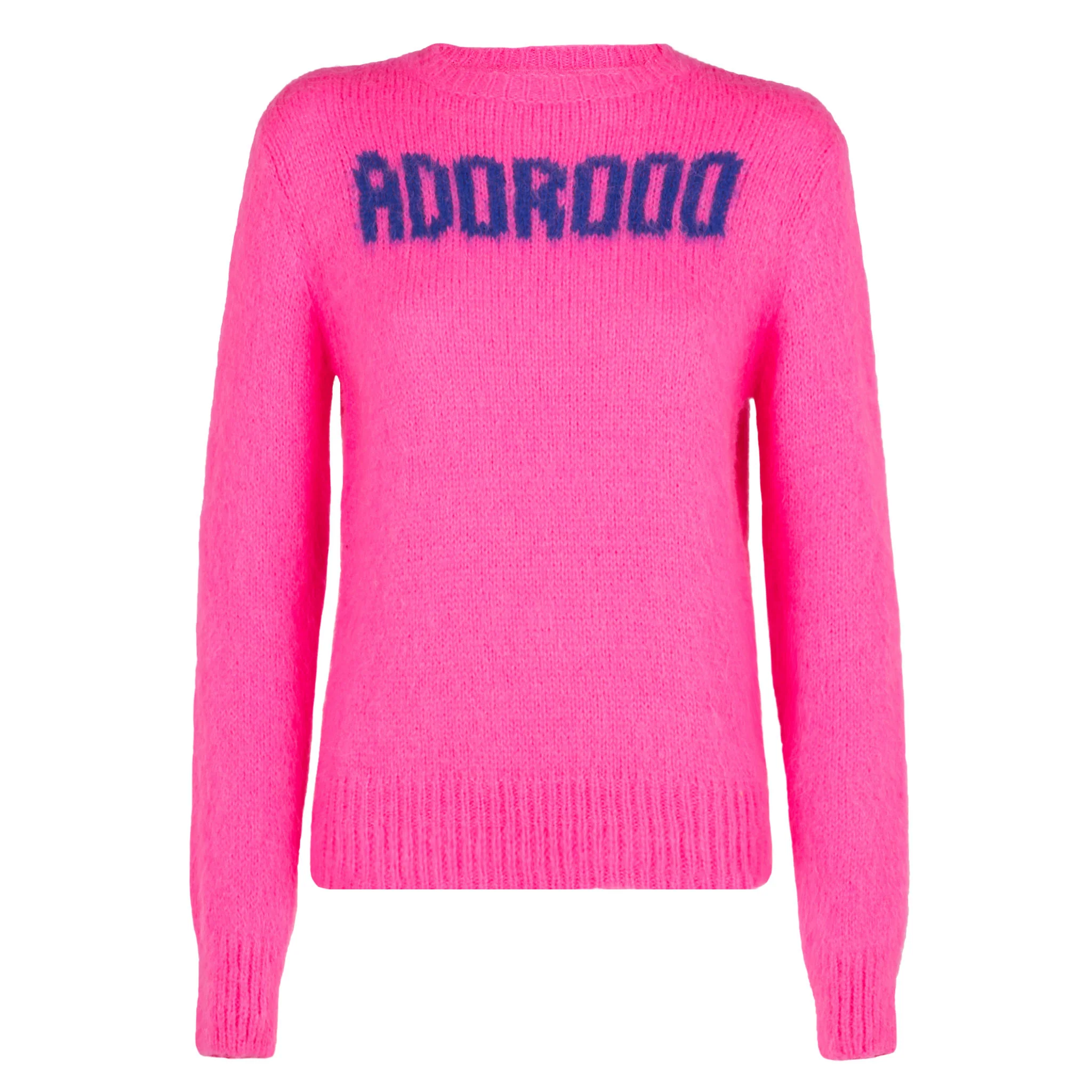 Maglia New Queen Soft brushed con ricamo Adorooo fucsia fluo - Image 4