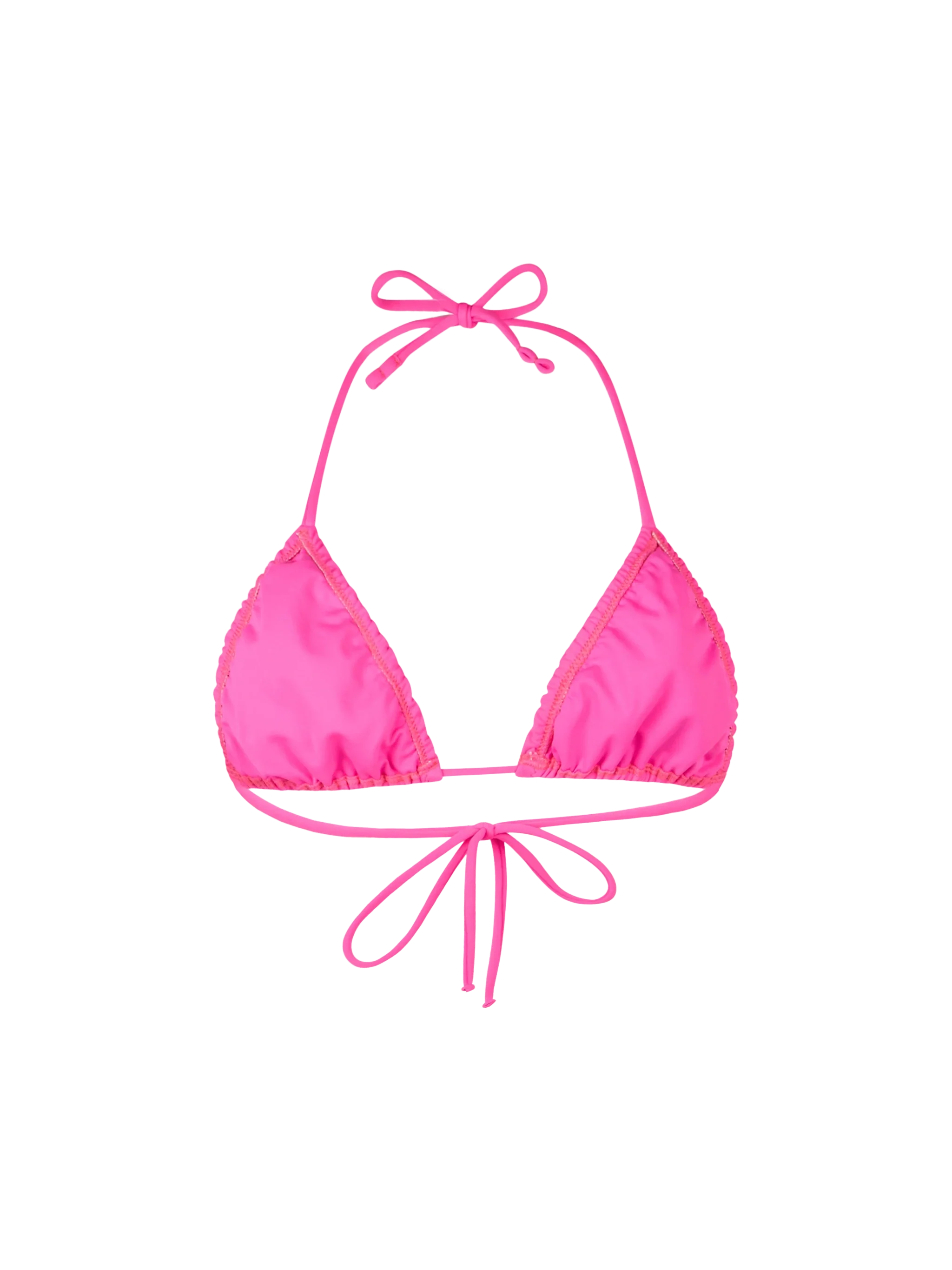 Top bikini Nilly triangolo rosa fluo tinta unita - Image 2