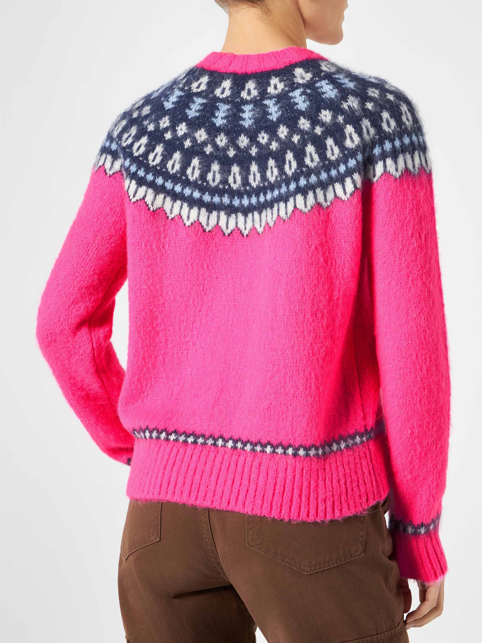 Maglia New Queen Nordic Soft jacquard fucsia con ricamo - Image 3