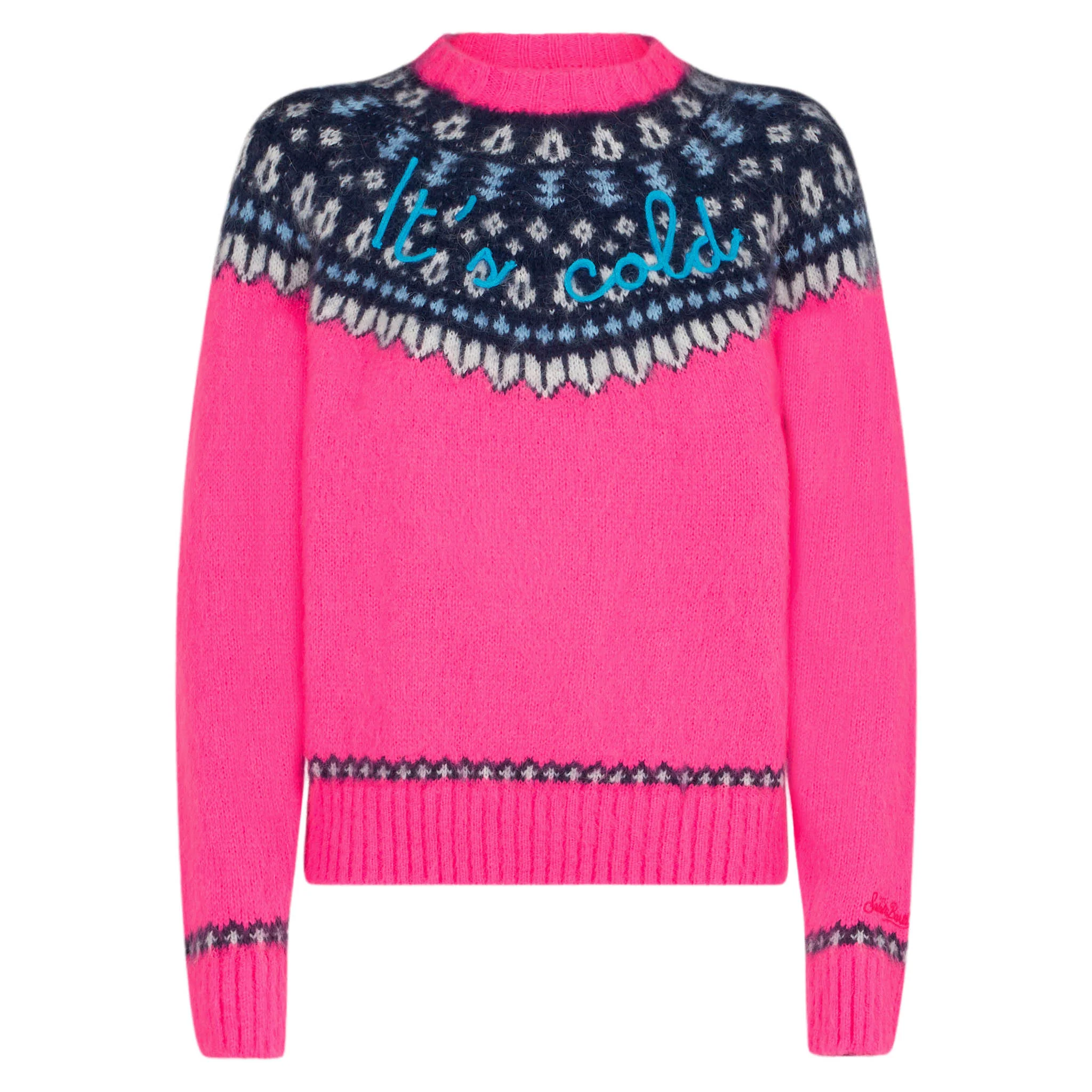 Maglia New Queen Nordic Soft jacquard fucsia con ricamo - Image 4