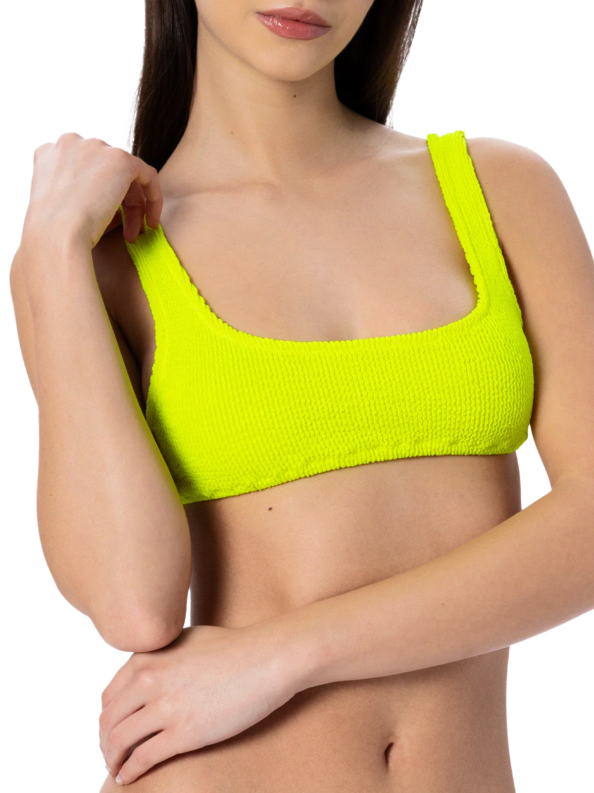 Top bikini Naima a bralette in tessuto crinkle giallo fluo  - Image 3