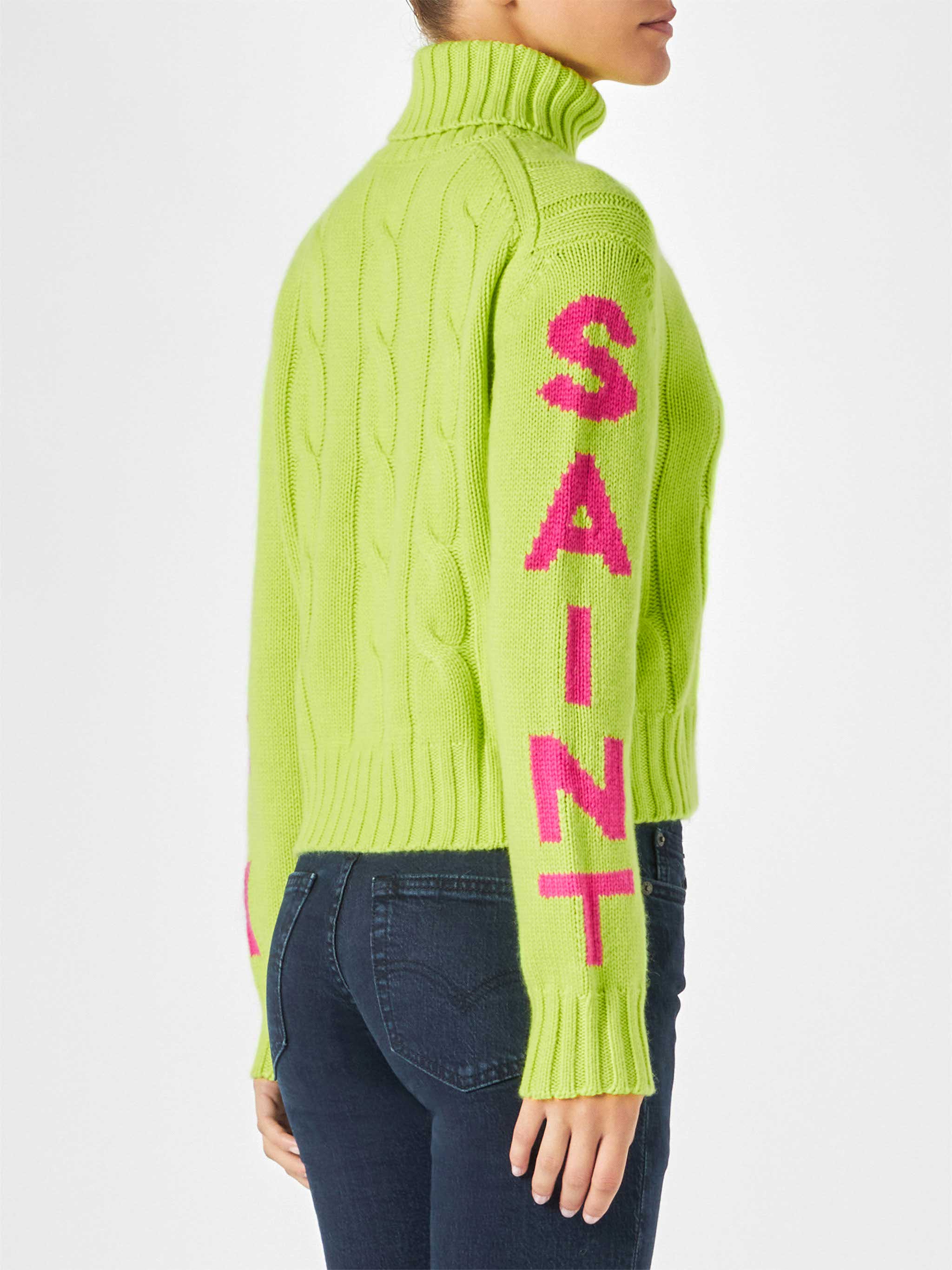 Maglia Adler collo alto intrecciata giallo fluo - Image 2