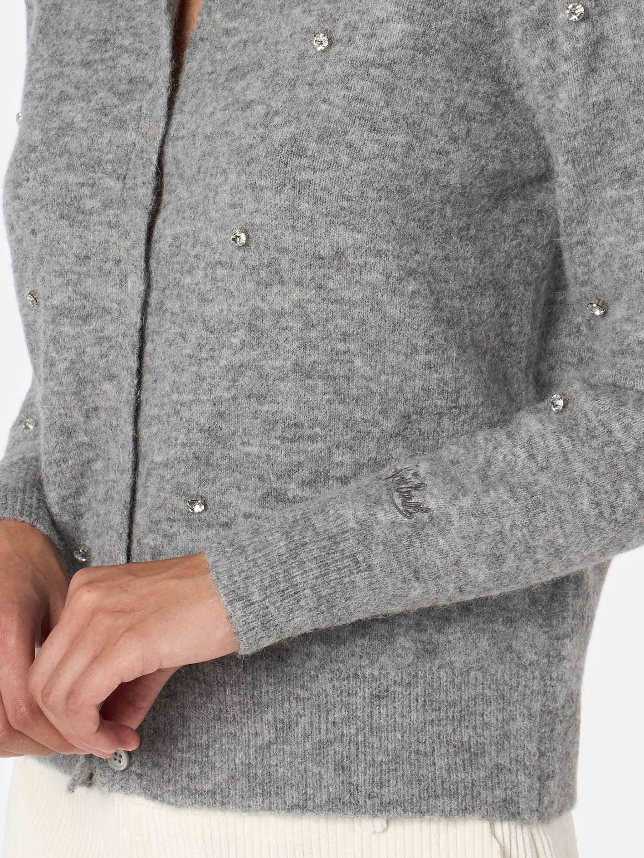 Cardigan Bellamy in maglia con strass grigio - Image 2