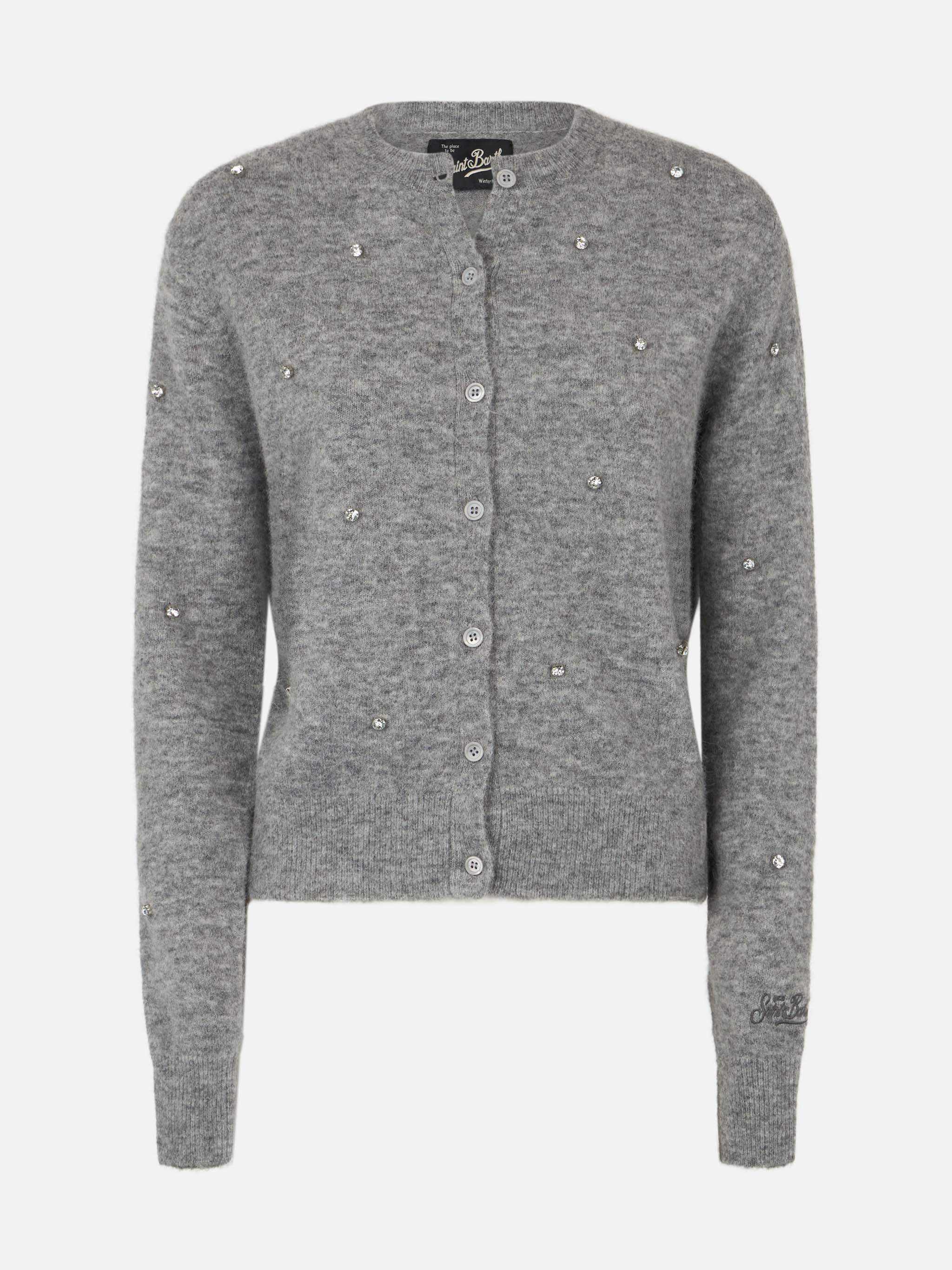 Cardigan Bellamy in maglia con strass grigio - Image 4