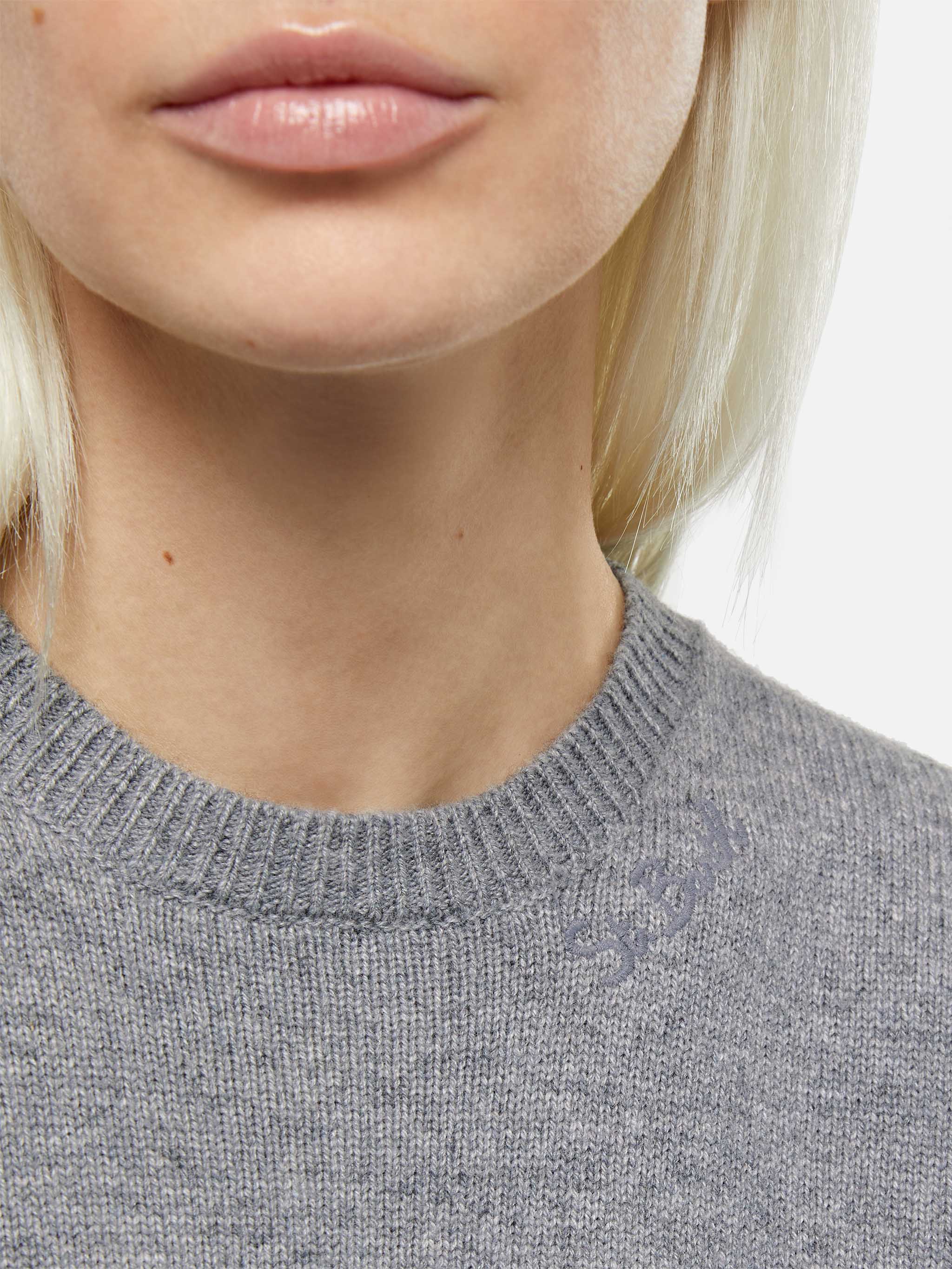 Maglione Sorbonne grigio mélange in misto cashmere - Image 2