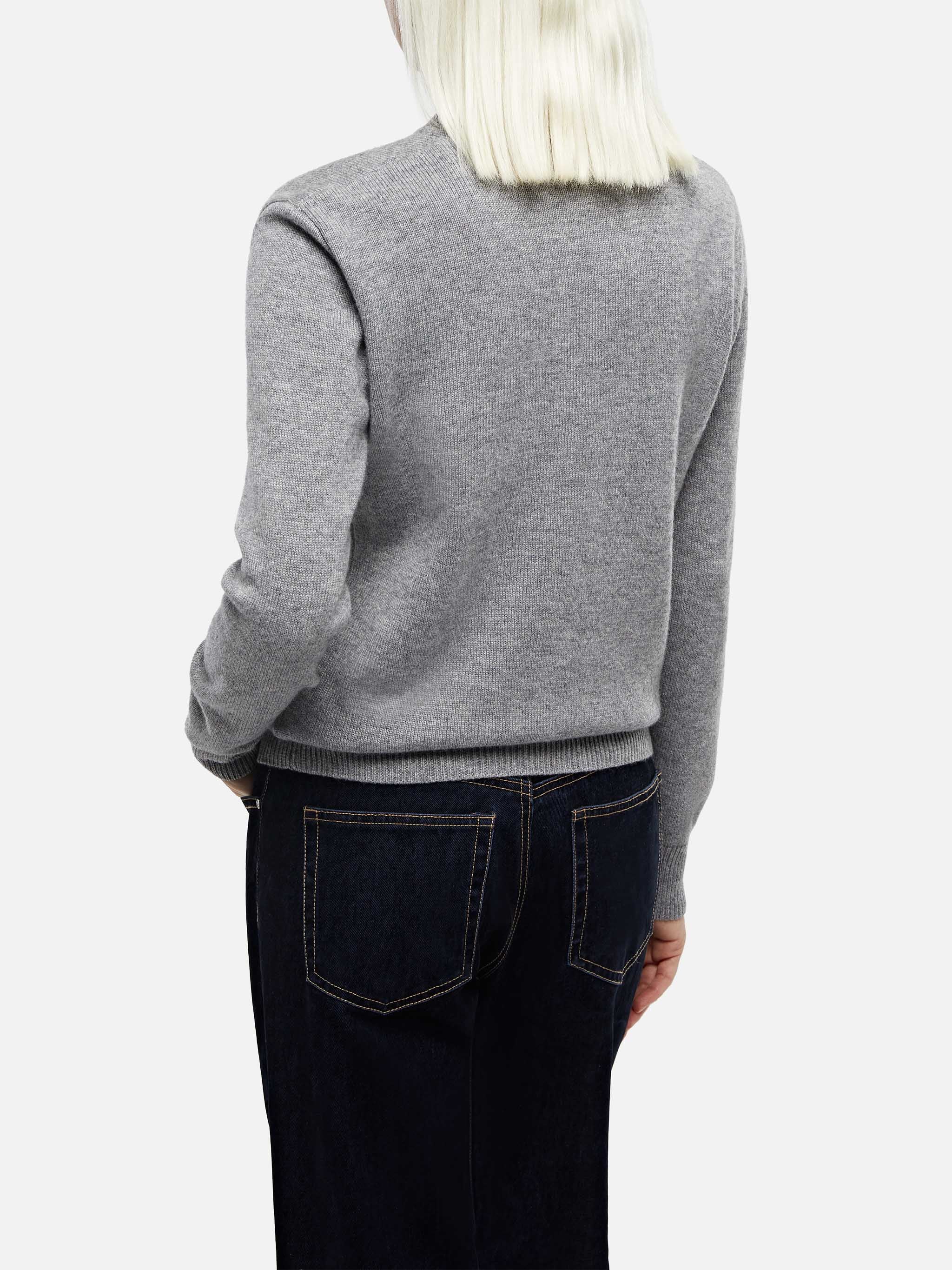 Maglione Sorbonne grigio mélange in misto cashmere - Image 3