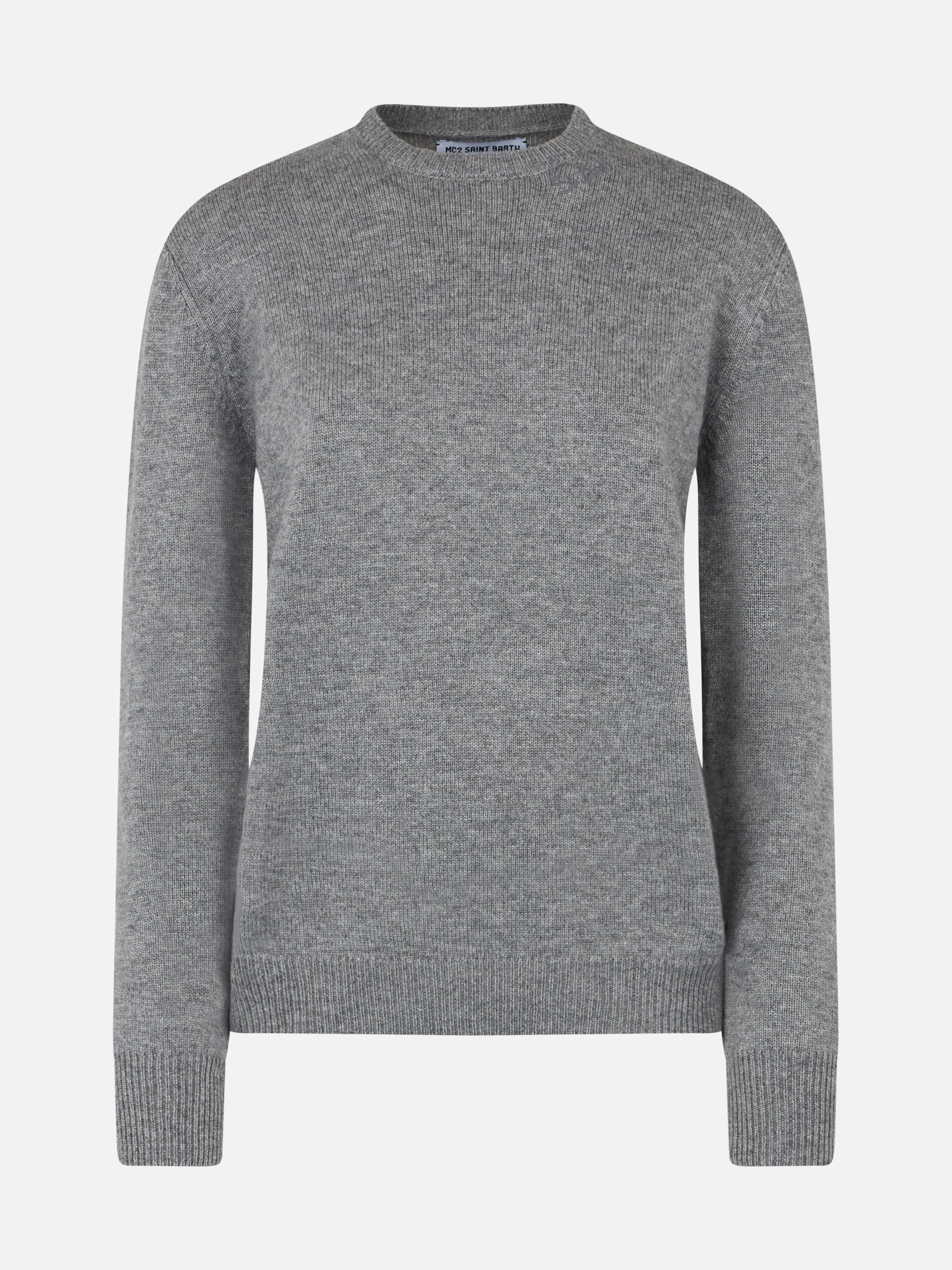 Maglione Sorbonne grigio mélange in misto cashmere - Image 4