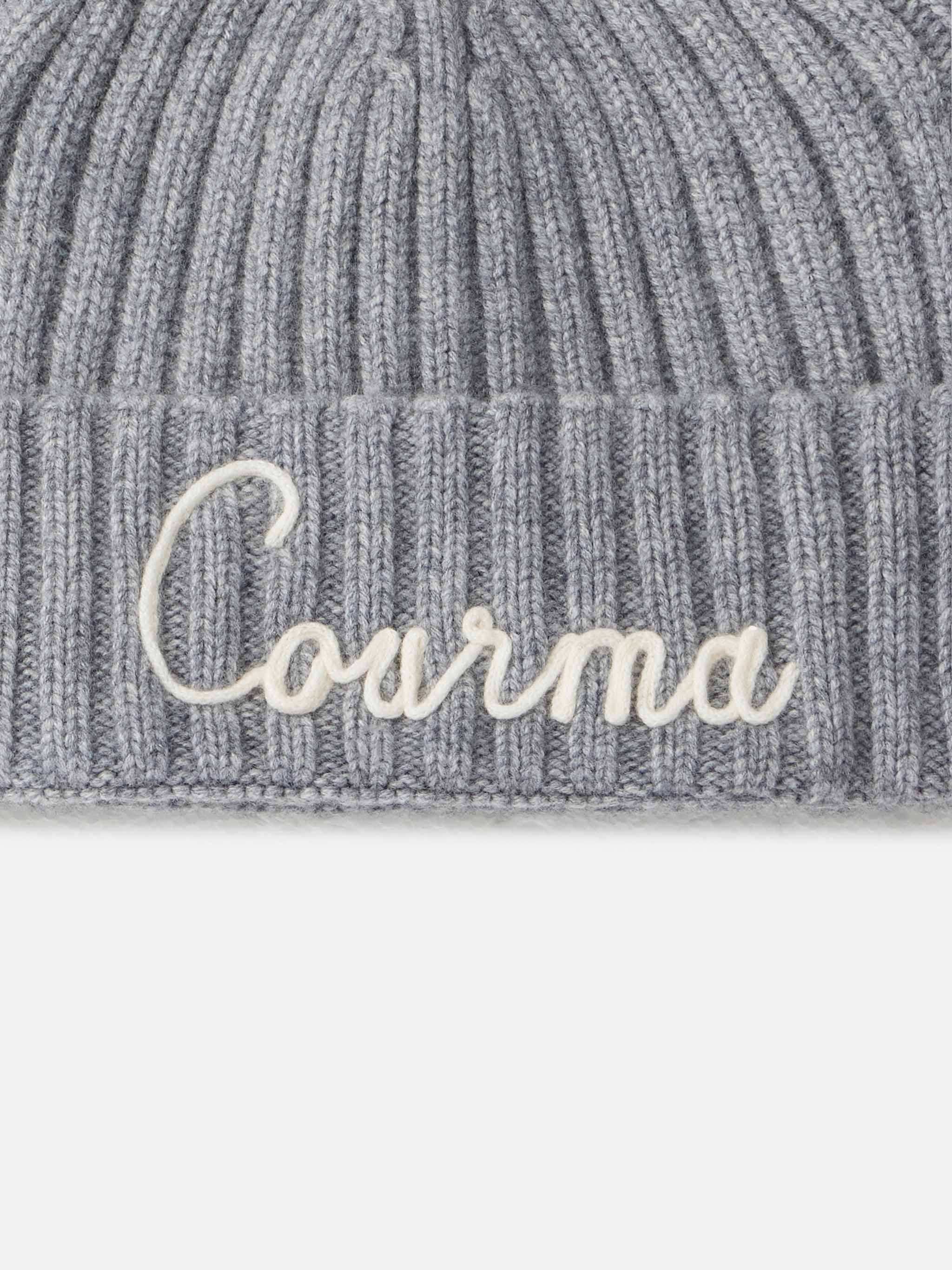 Cappello grigio a coste Wengen con ricamo Courma - Image 2
