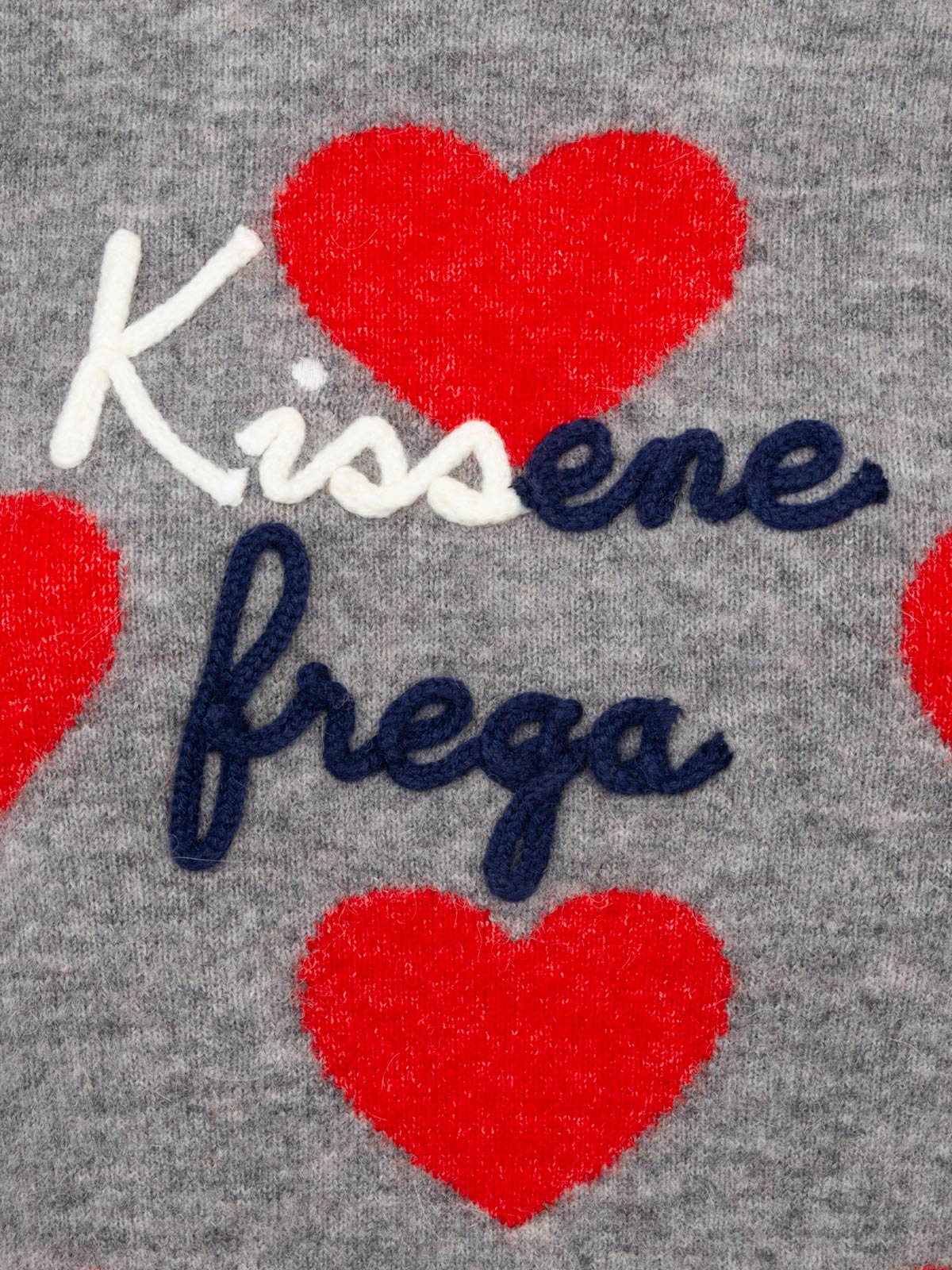 Maglia New Queen in tessuto effetto alpaca grigio con ricamo Kissene - Image 6