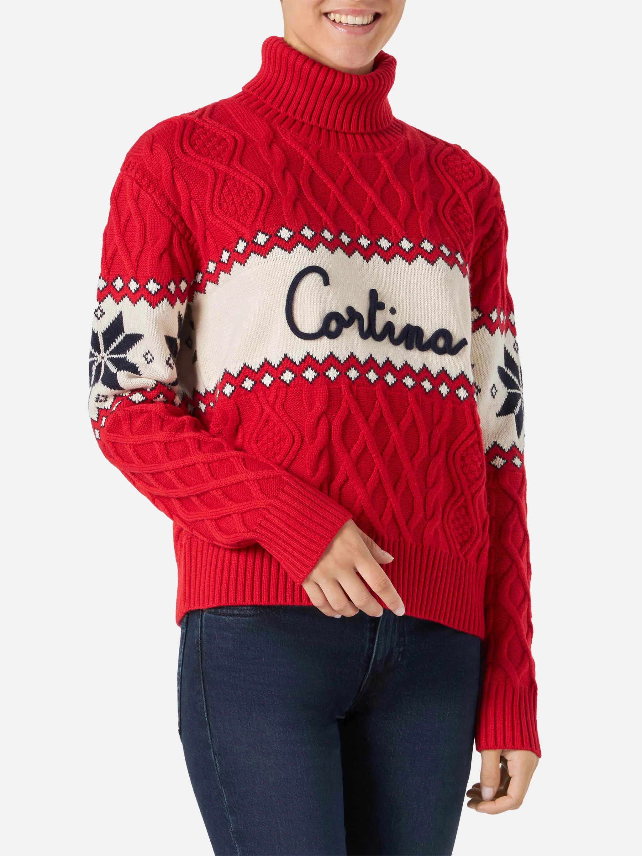 Maglia Anton mezzo collo alto con lettering Cortina rossa - Image 2