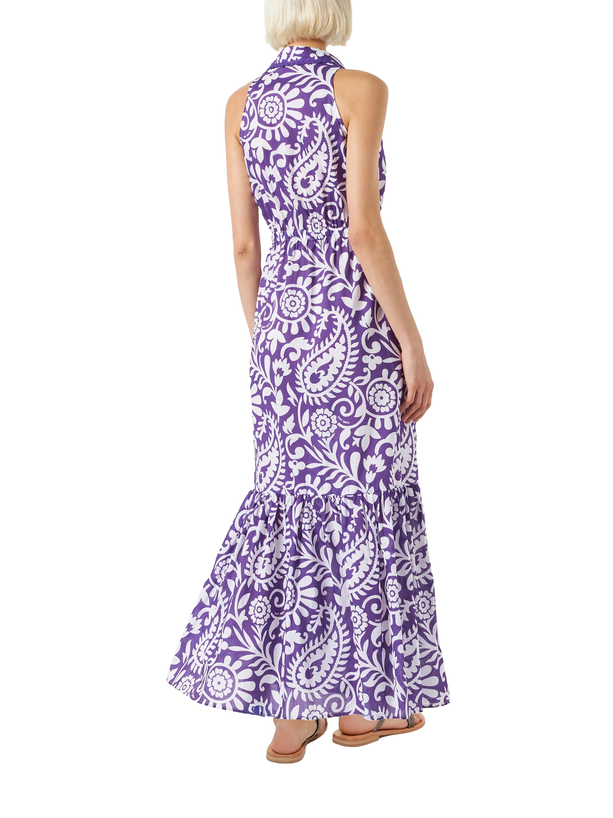 Abito lungo Ida in cotone con fantasia paisley viola - Image 2