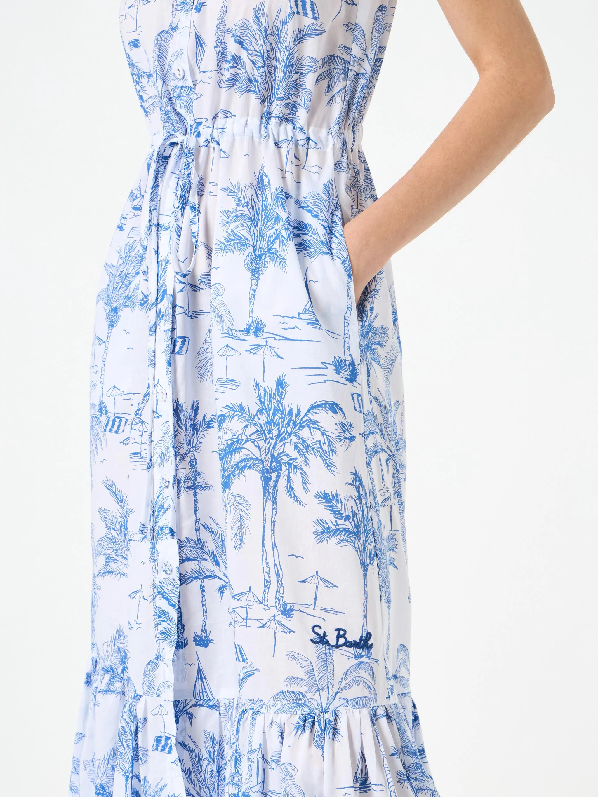 Abito lungo Ida halterneck con stampa toile de jouy - Image 3