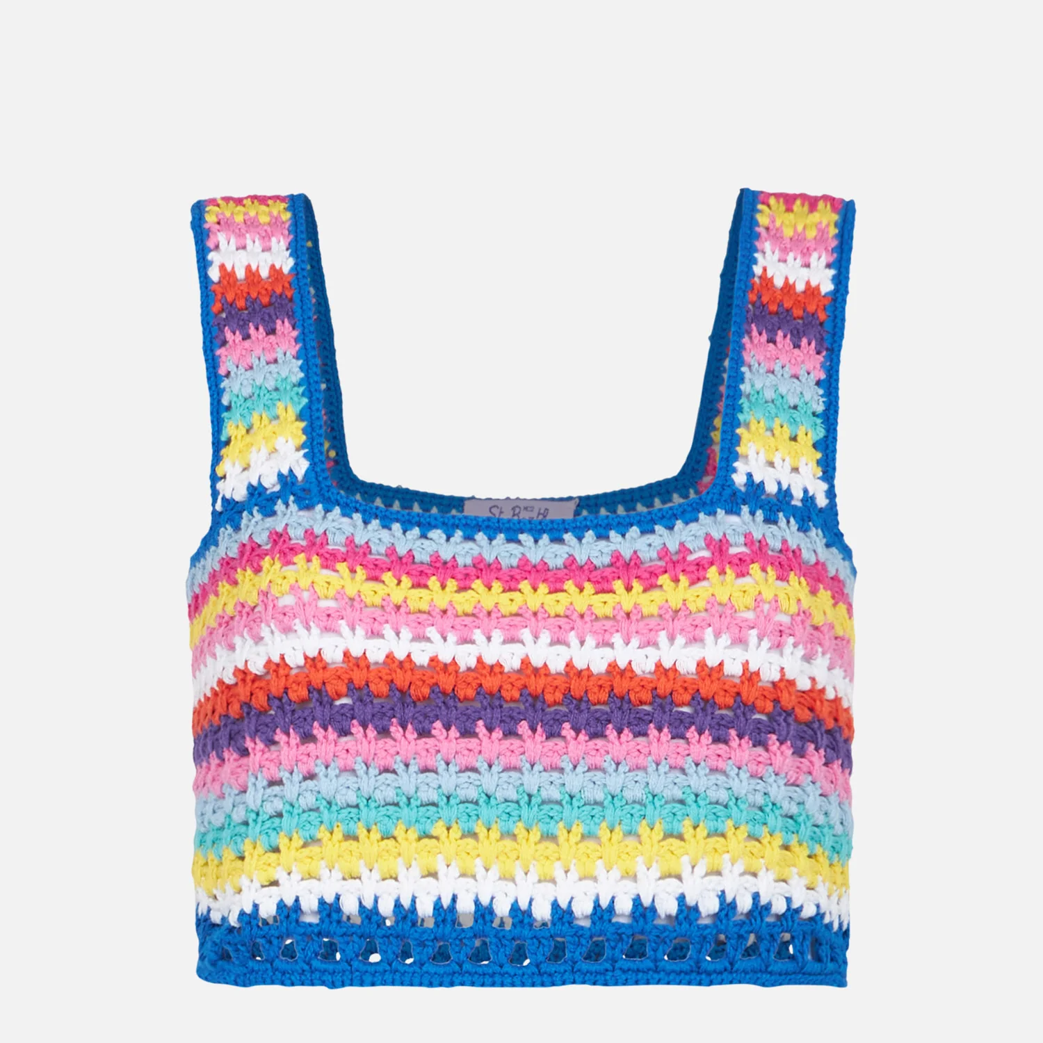 Top Halima crochet multicolore su fondo bluette - Image 5