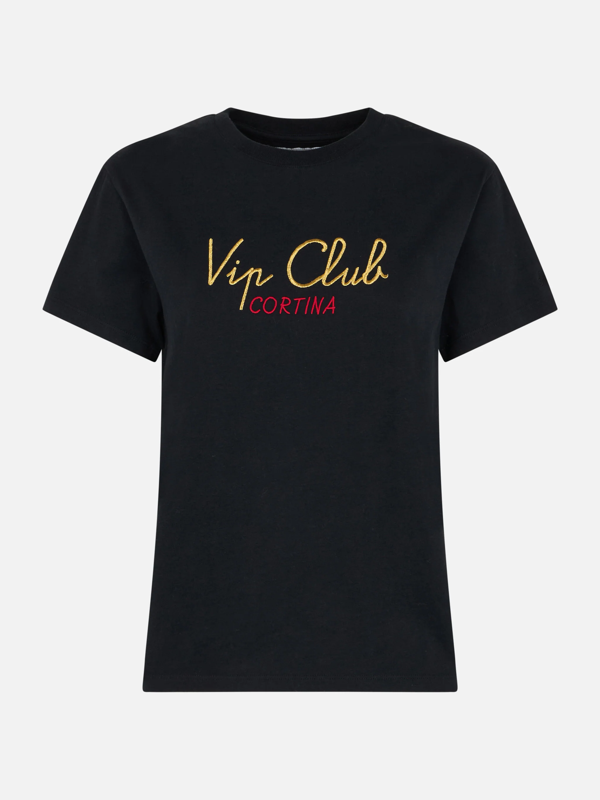 T-shirt Emilie nero con ricamo Vip Club Cortina | Special Edition - Image 3