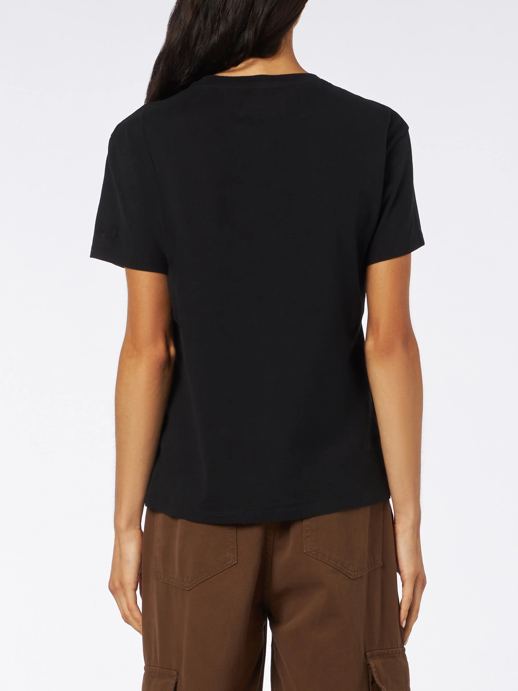 T-shirt Emilie in cotone nero con ricamo Apres Ski Queen - Image 3