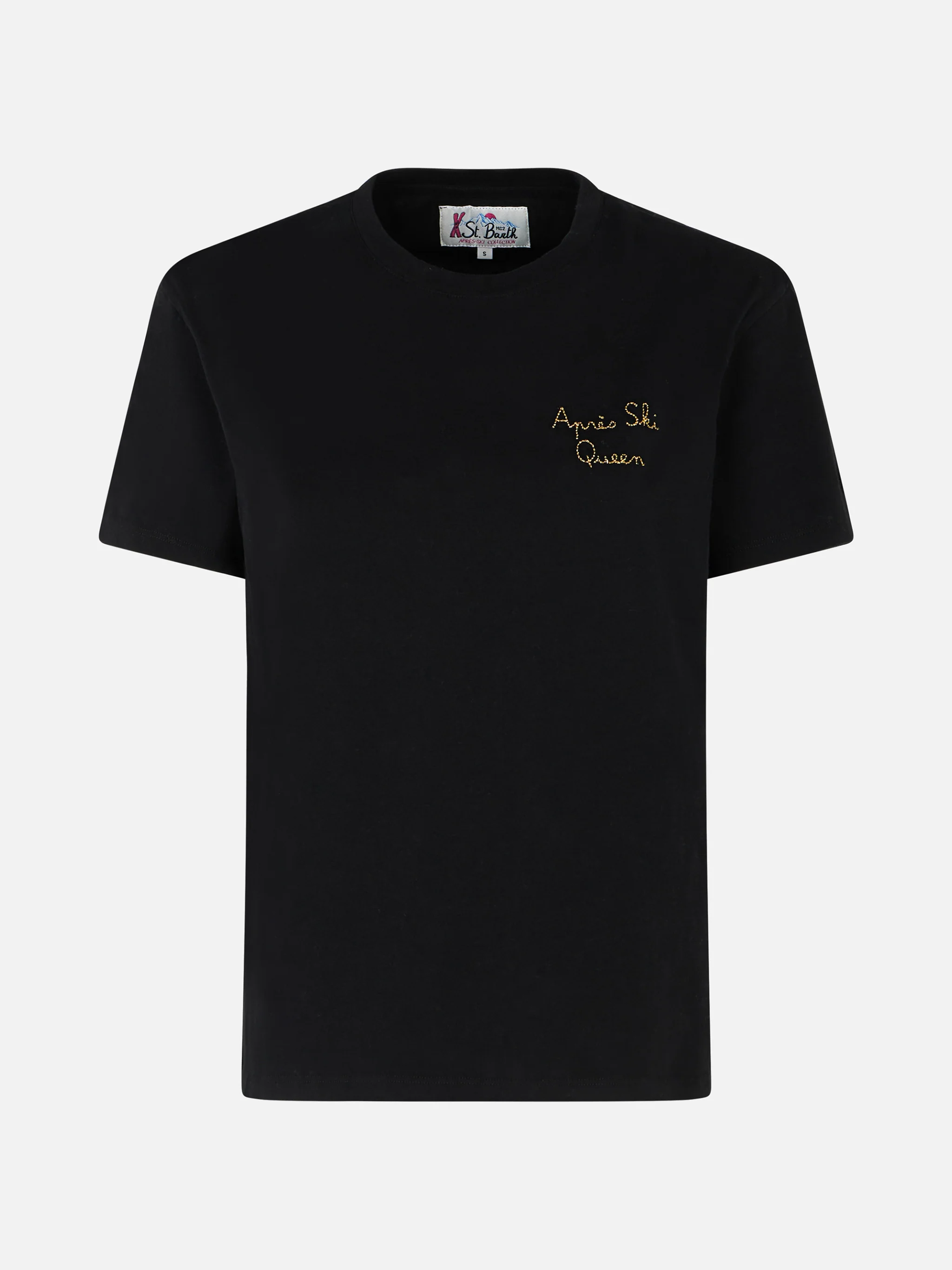 T-shirt Emilie in cotone nero con ricamo Apres Ski Queen - Image 4