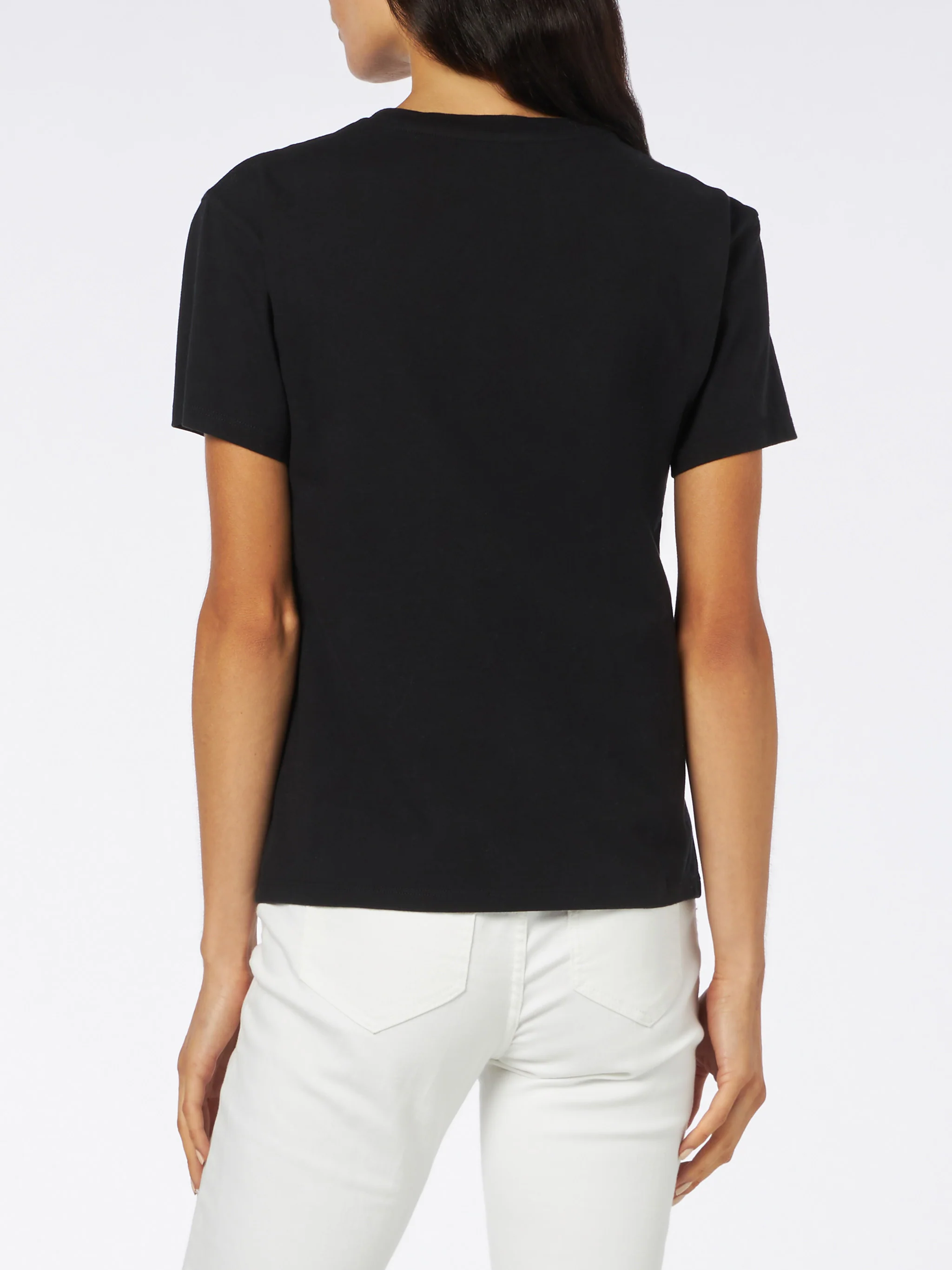 T-shirt Emilie in cotone nero con stampa strass - Image 3