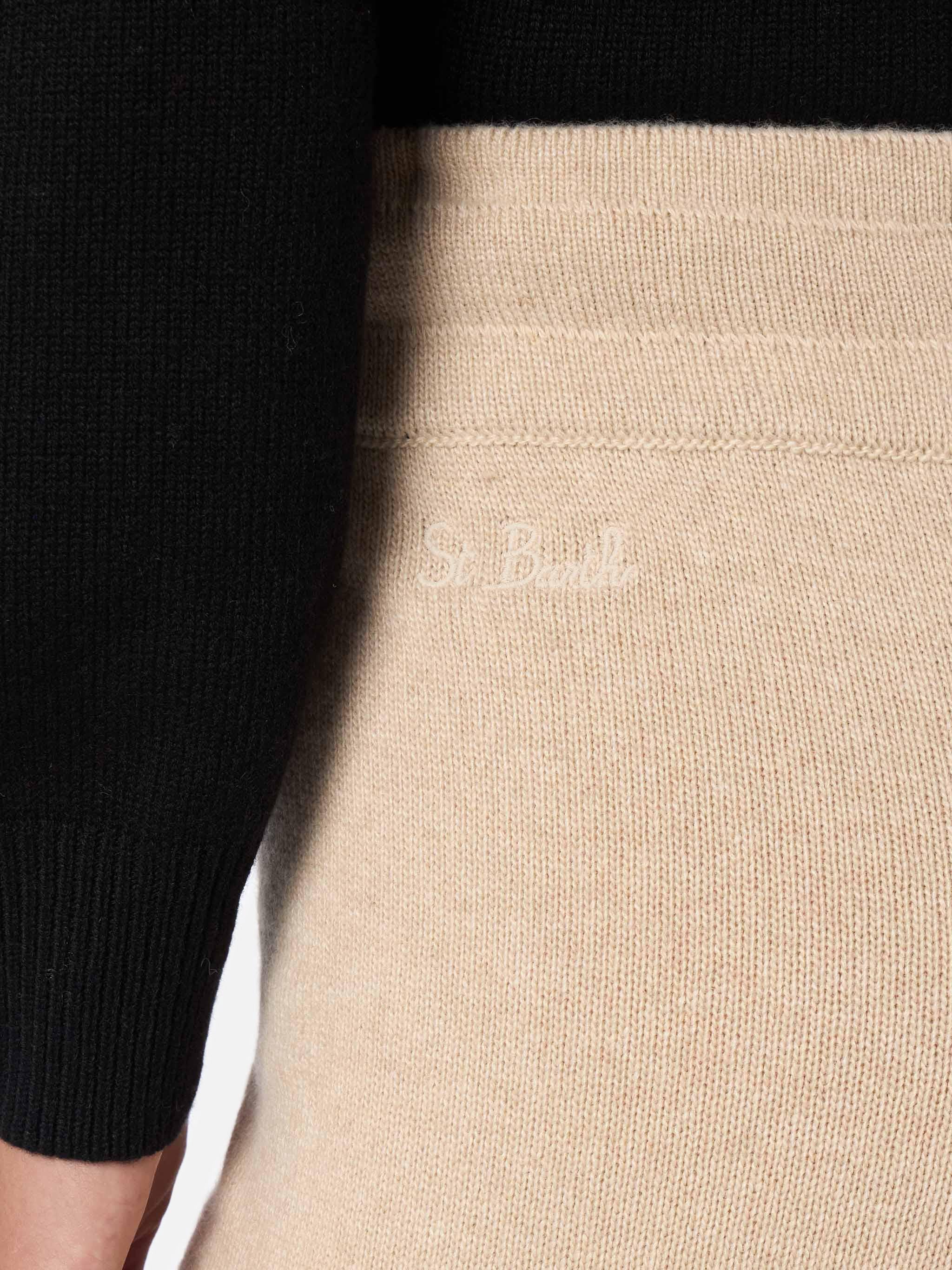 Pantalone Cambon in maglia misto cashmere beige - Image 4