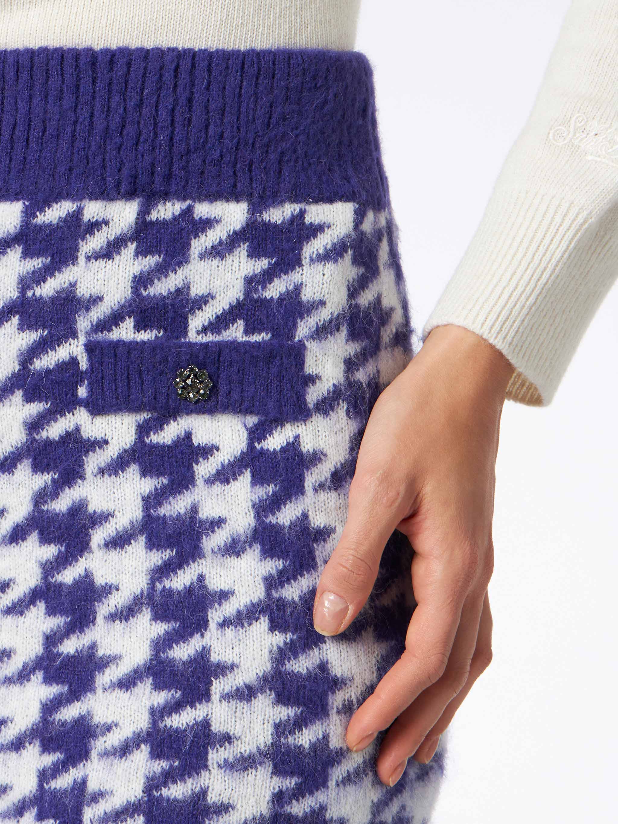 Gonna Chatel in maglia con fantasia pied de poule viola - Image 4