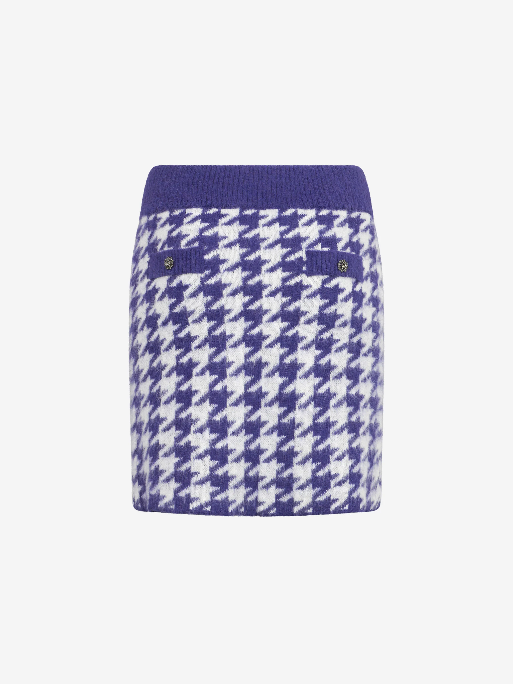 Gonna Chatel in maglia con fantasia pied de poule viola - Image 5