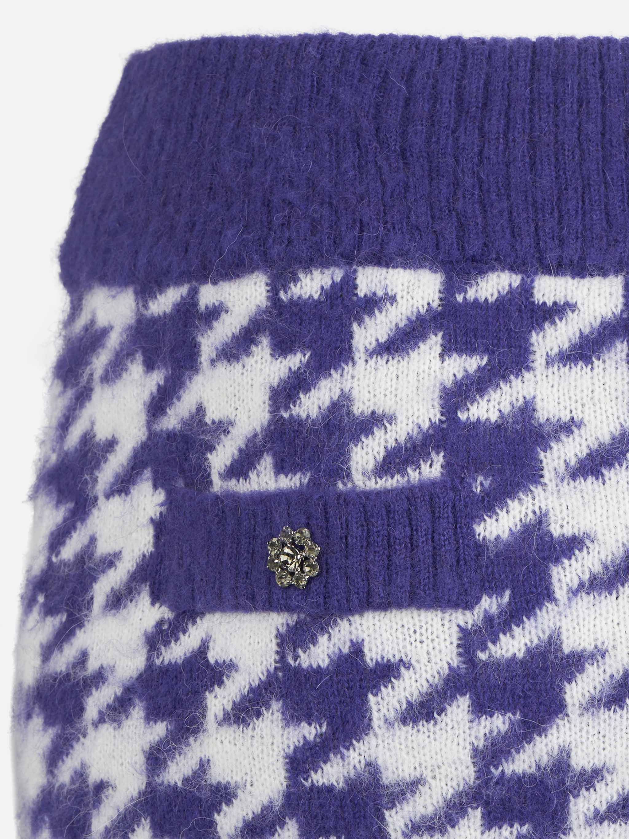 Gonna Chatel in maglia con fantasia pied de poule viola - Image 7