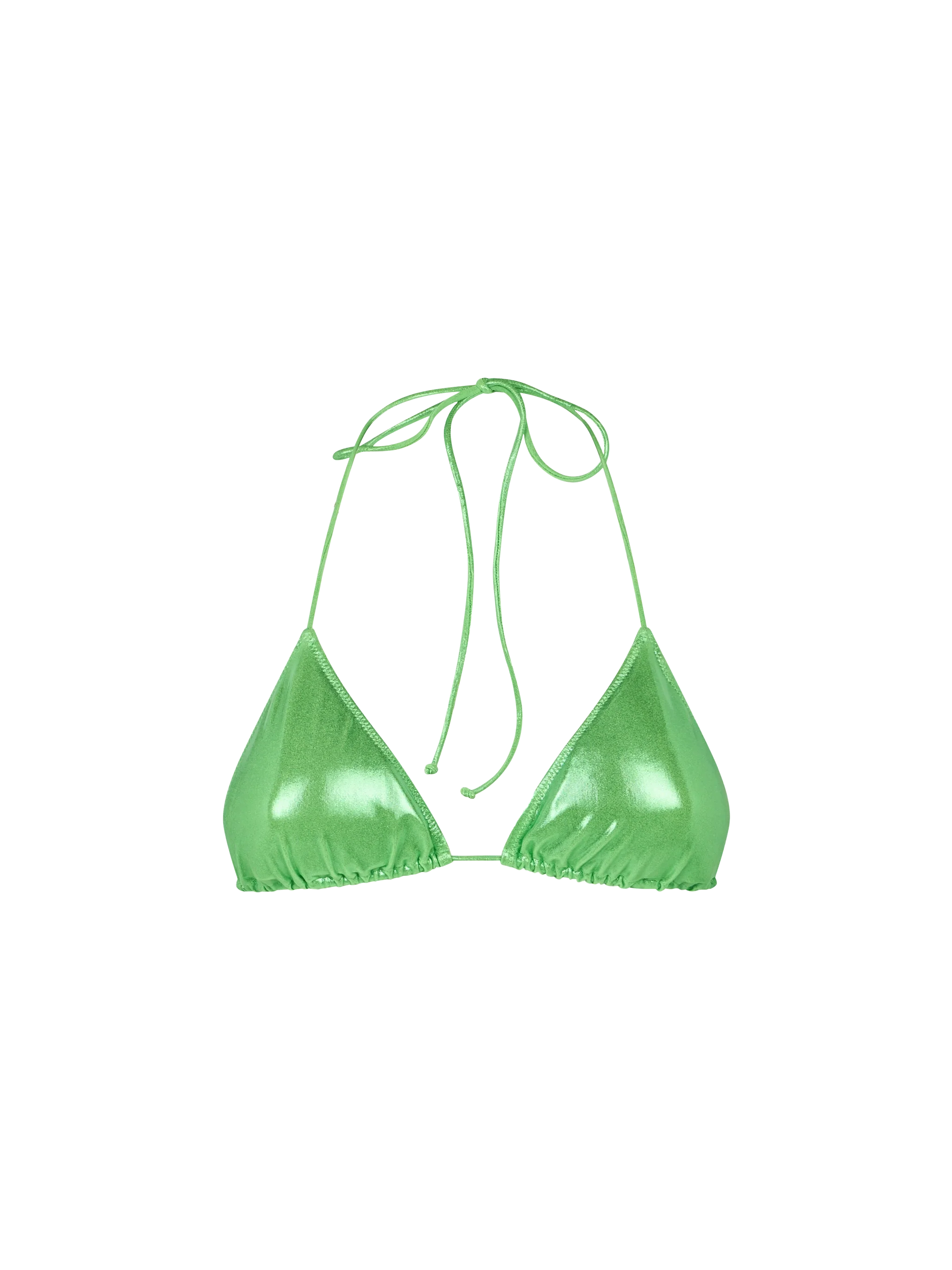 Top bikini Leah triangolo laminato verde fluo