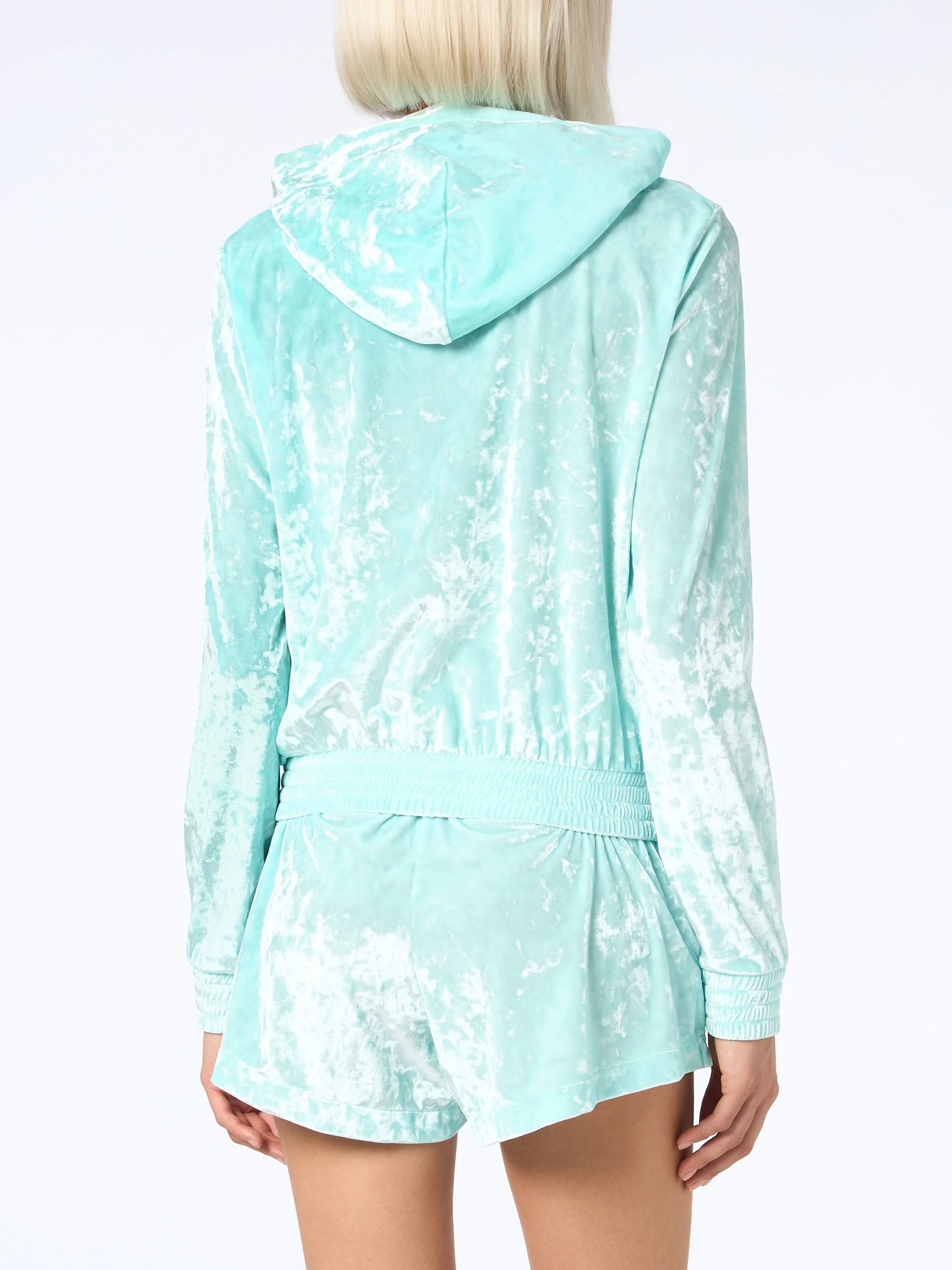 Felpa Jasmine con zip in ciniglia verde acqua - Image 3