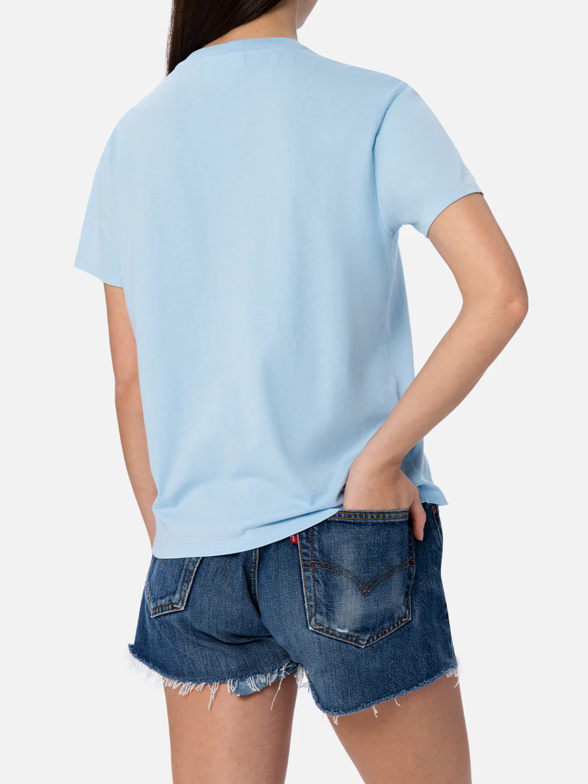 T-shirt Emilie in cotone azzurro con ricamo logo - Image 3