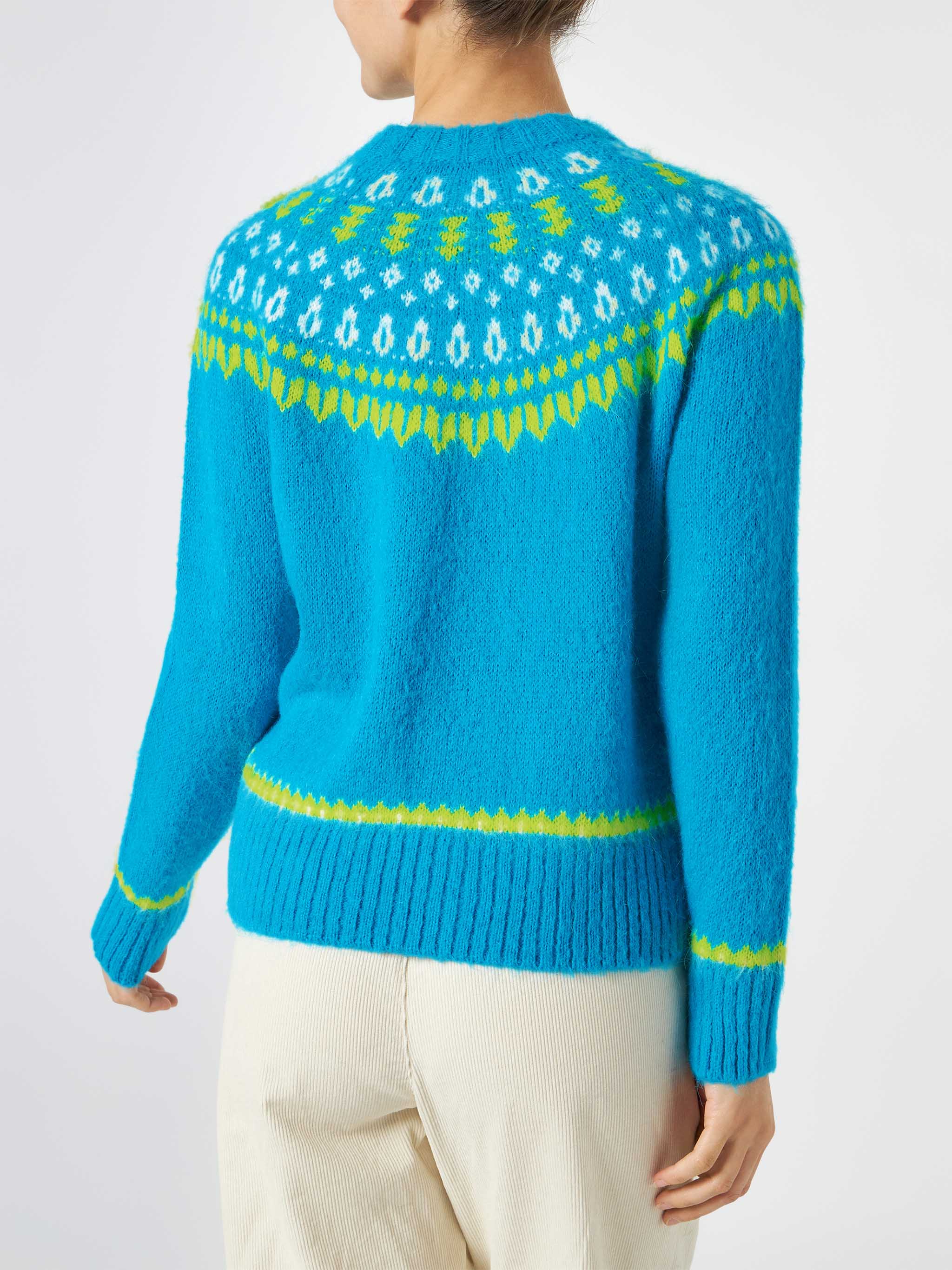 Maglione New Queen Nordic Soft con fantasia jacquard azzurro - Image 3