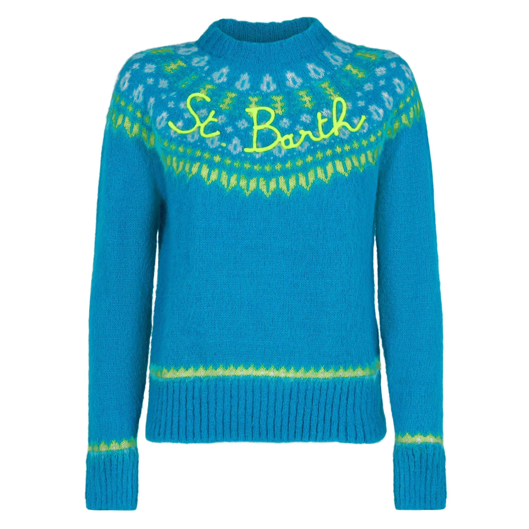 Maglione New Queen Nordic Soft con fantasia jacquard azzurro - Image 4