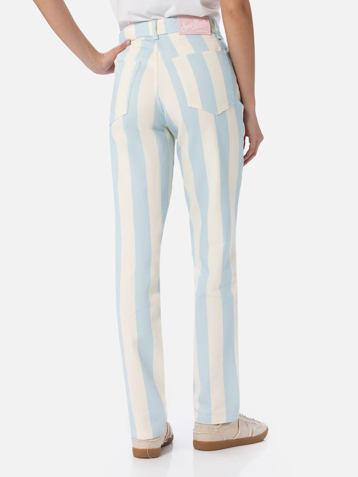 Jeans Belleville con stampa a righe azzurre - Image 3