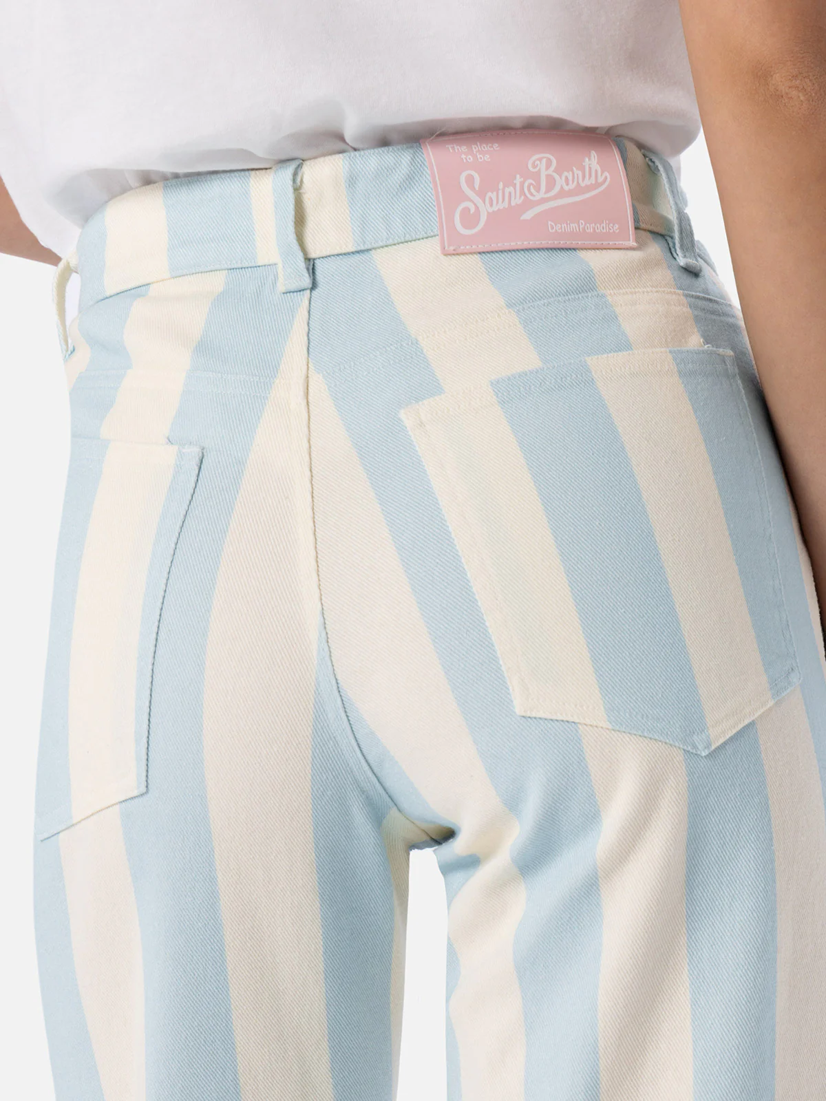 Jeans Belleville con stampa a righe azzurre - Image 4