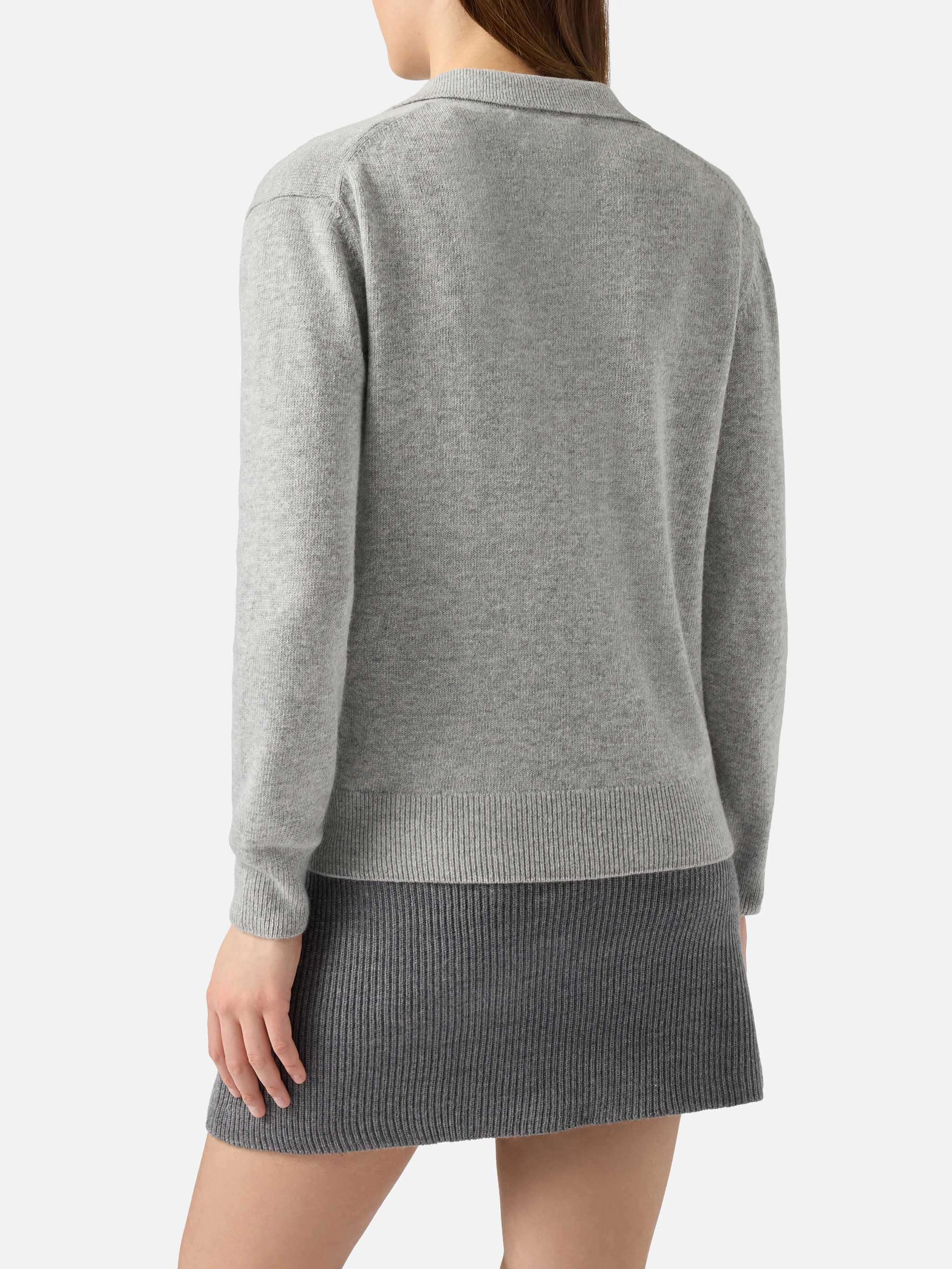 Maglione Eze mélange grigio con collo polo - Image 3