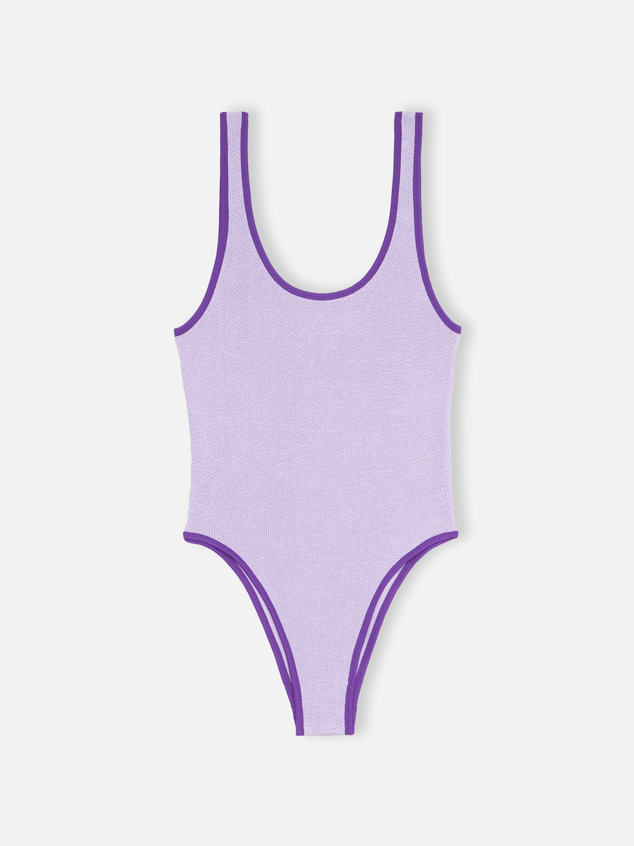 Costume intero Althea in crinkle lilla con piping viola | Special Edition - Image 8