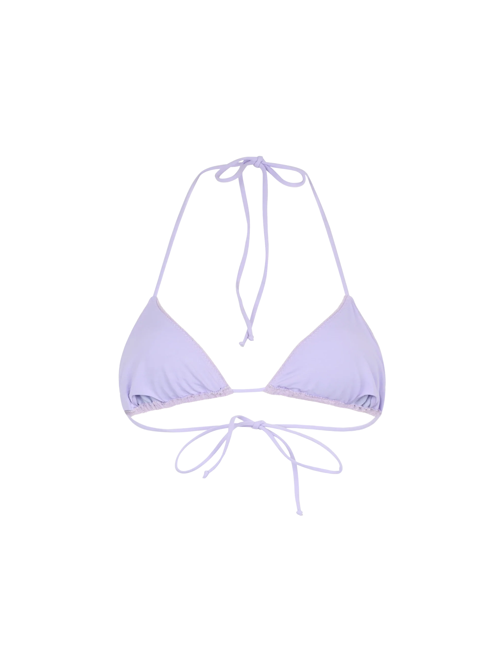 Top bikini Leah triangolo in tessuto effetto spugna lilla tinta unita - Image 2