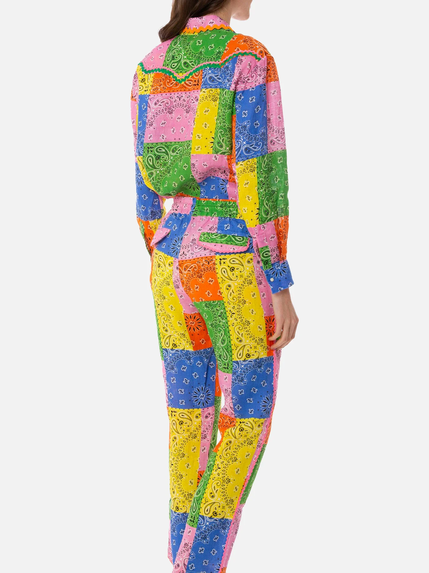 Pantaloni Millie in lino con stampa bandana multicolore - Image 4