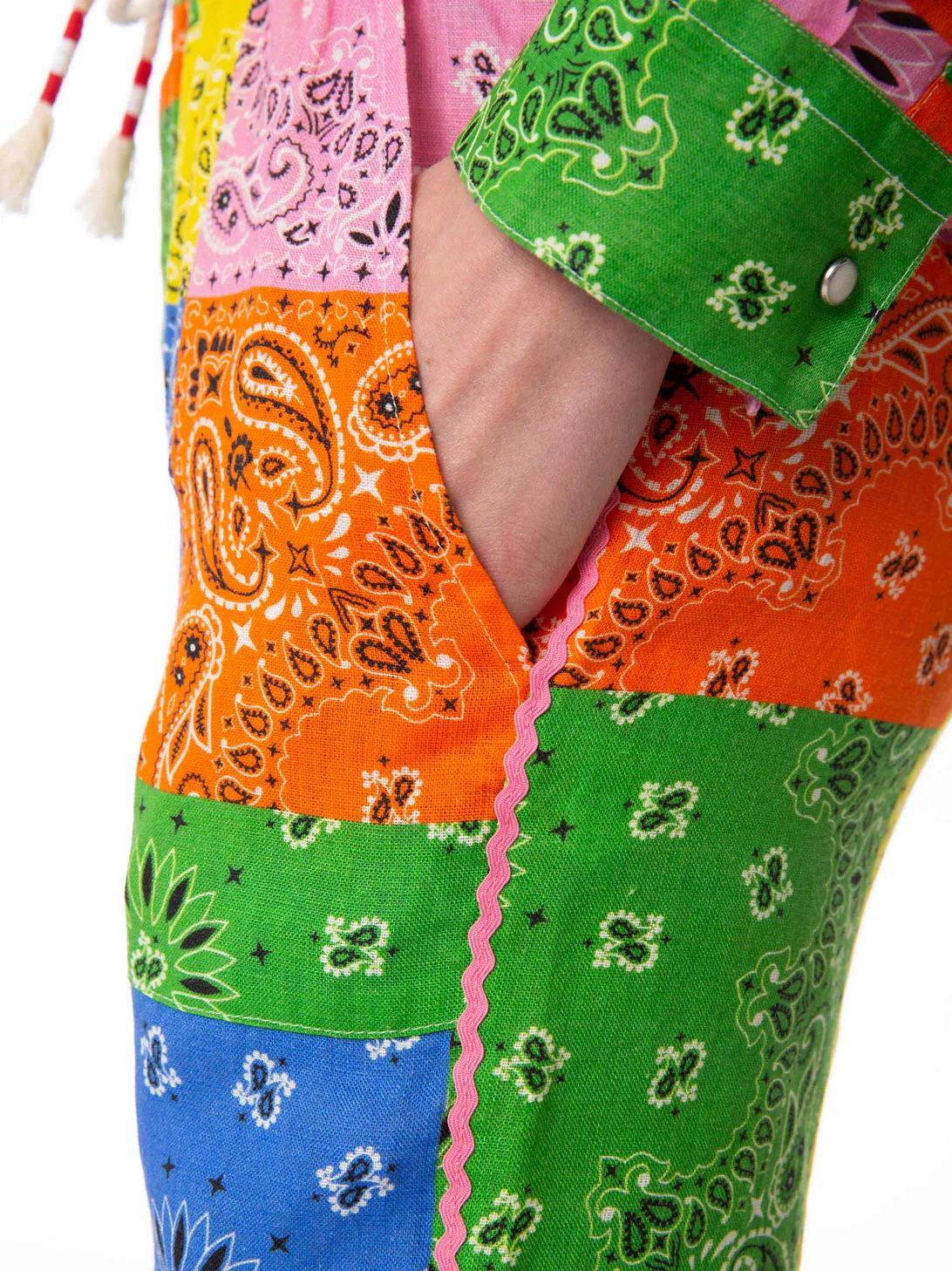 Pantaloni Millie in lino con stampa bandana multicolore - Image 7