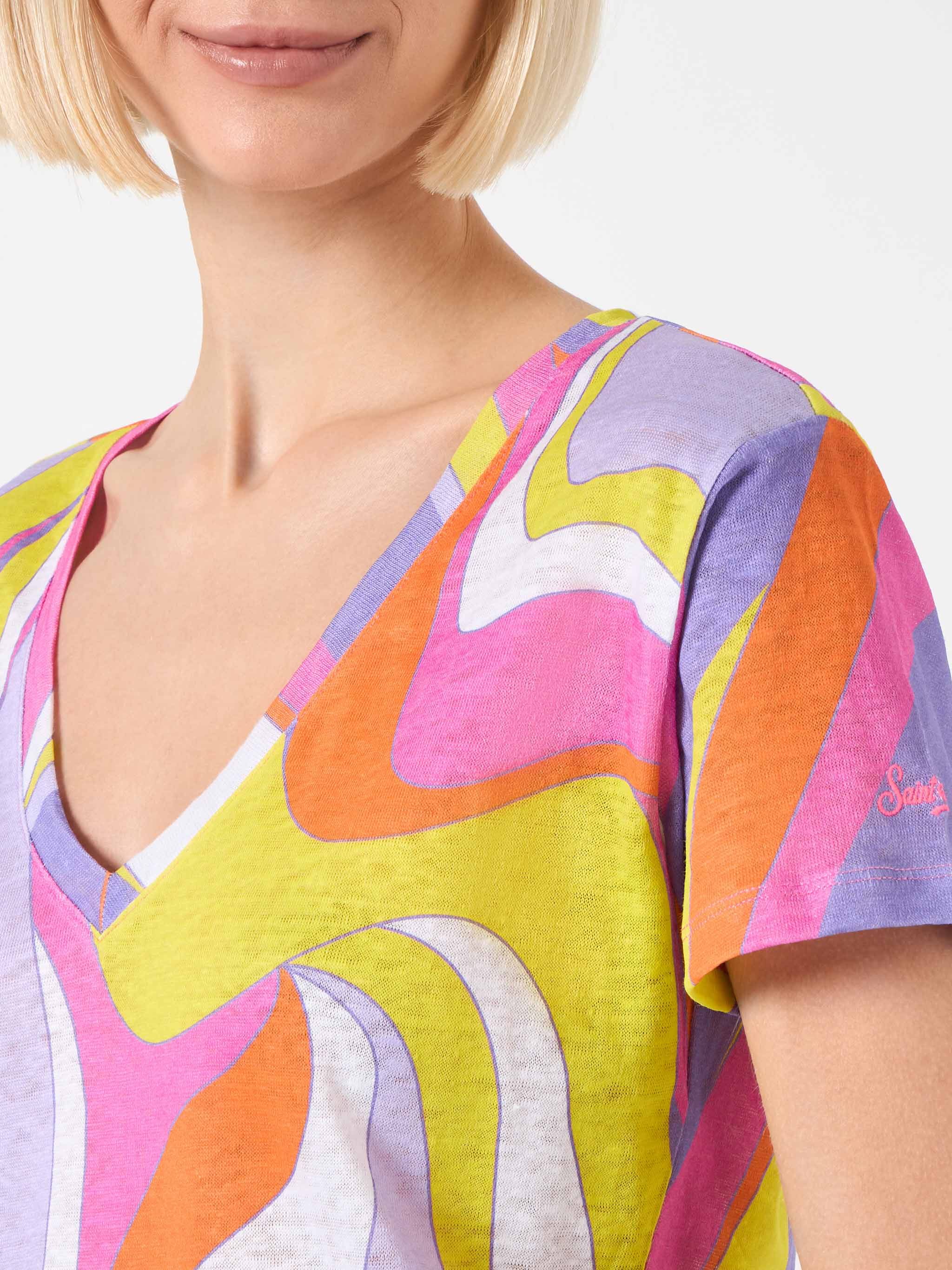 T-shirt Eloise in lino con fantasia onde - Image 2