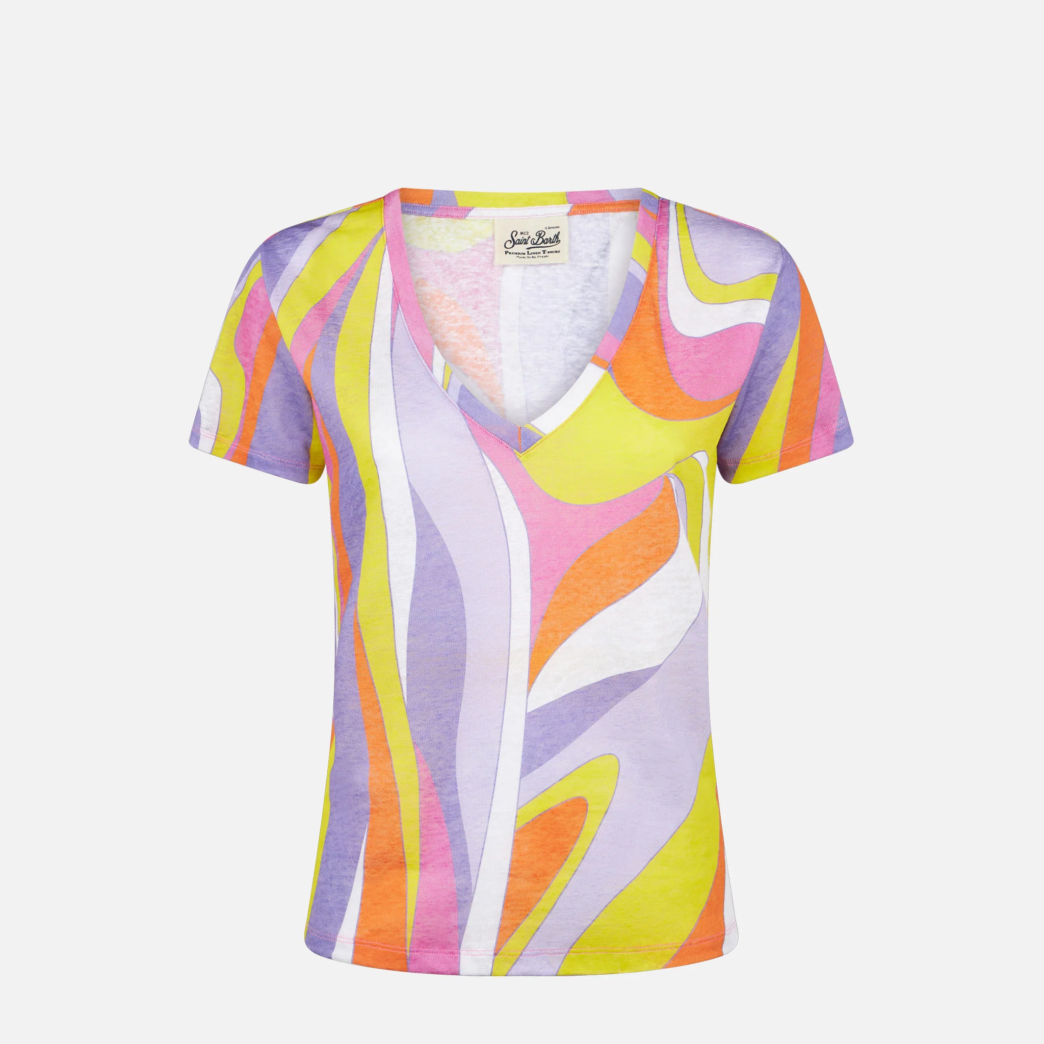 T-shirt Eloise in lino con fantasia onde - Image 4