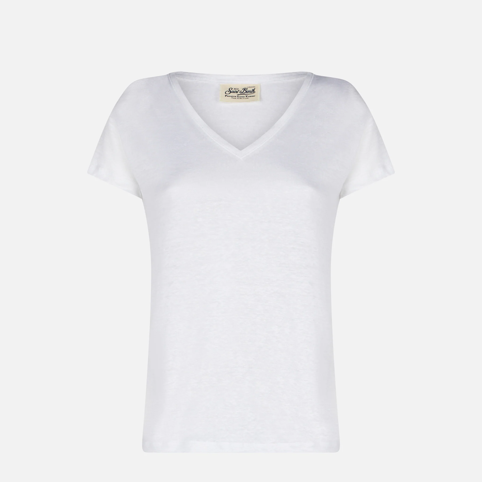 T-shirt Eloise in lino bianco tinta unita - Image 4