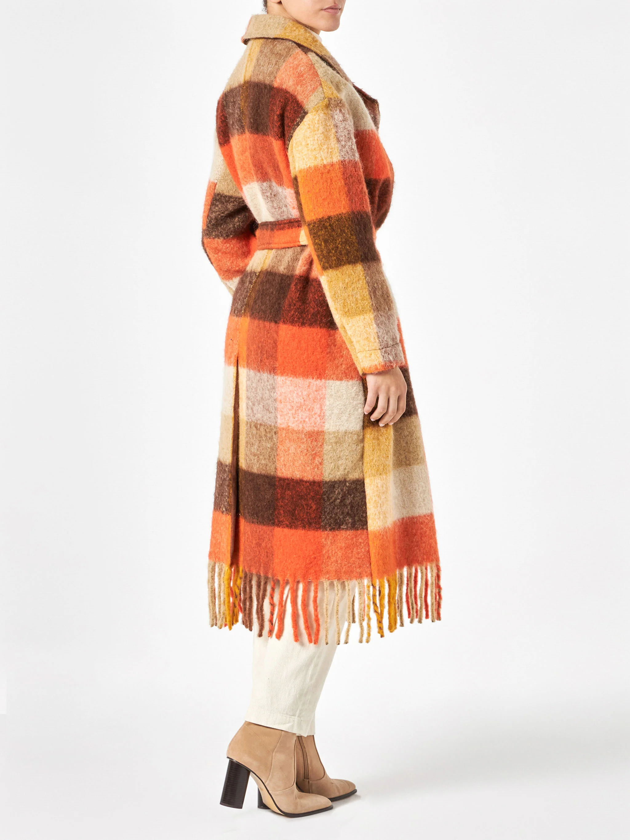 Cappotto lungo Charlot con frange a quadri - Image 2