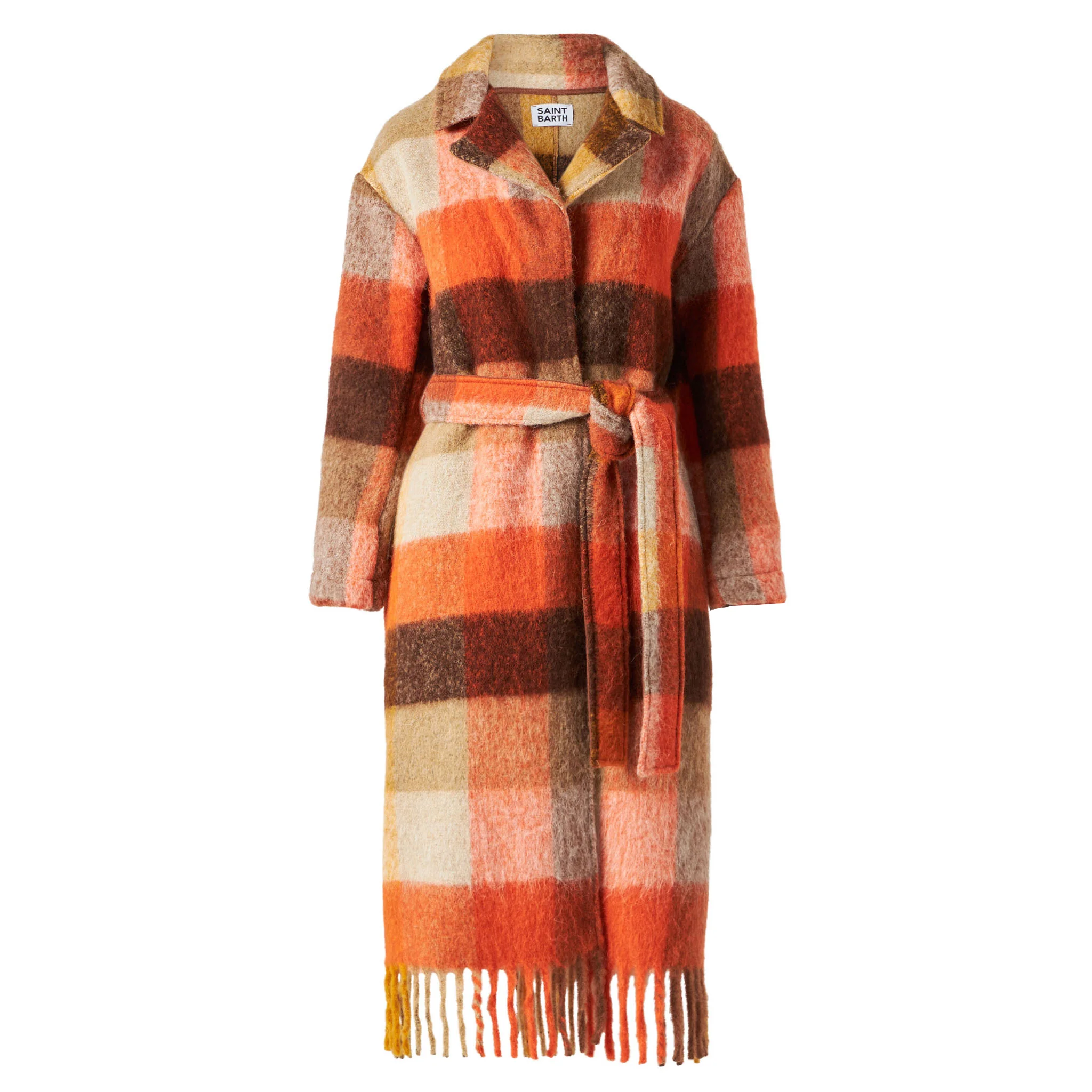 Cappotto lungo Charlot con frange a quadri - Image 4